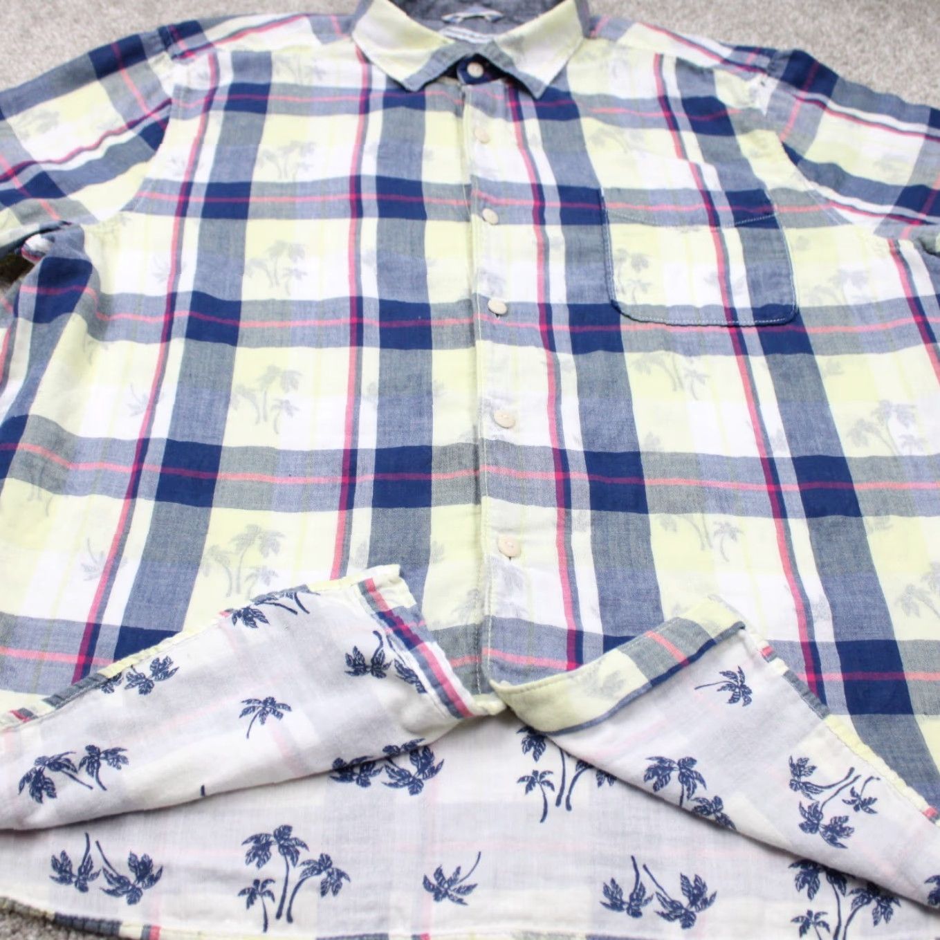 Tommy Bahama Tommy Bahama Shirt Mens 2XL XXL Yellow/Blue Island Print Cotton S/S Button-Up Hawaiian Casual Shirt Mens 2XL Size US XXL / EU 58 / 5 - 2 Thumbnail