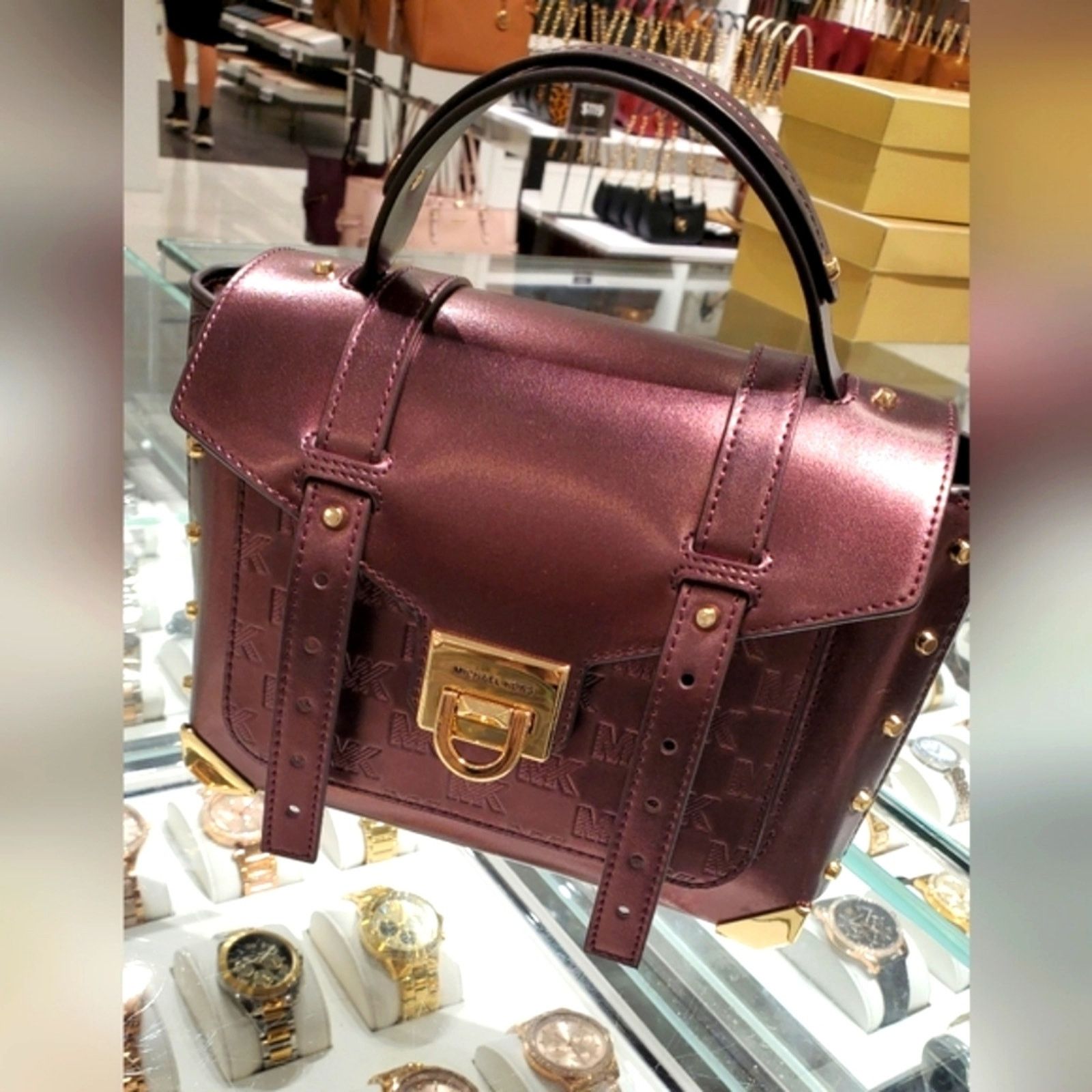 Michael Kors Michael Kors MANHATTAN MD Satchel Bordeaux Bronze Color Size ONE SIZE - 2 Thumbnail