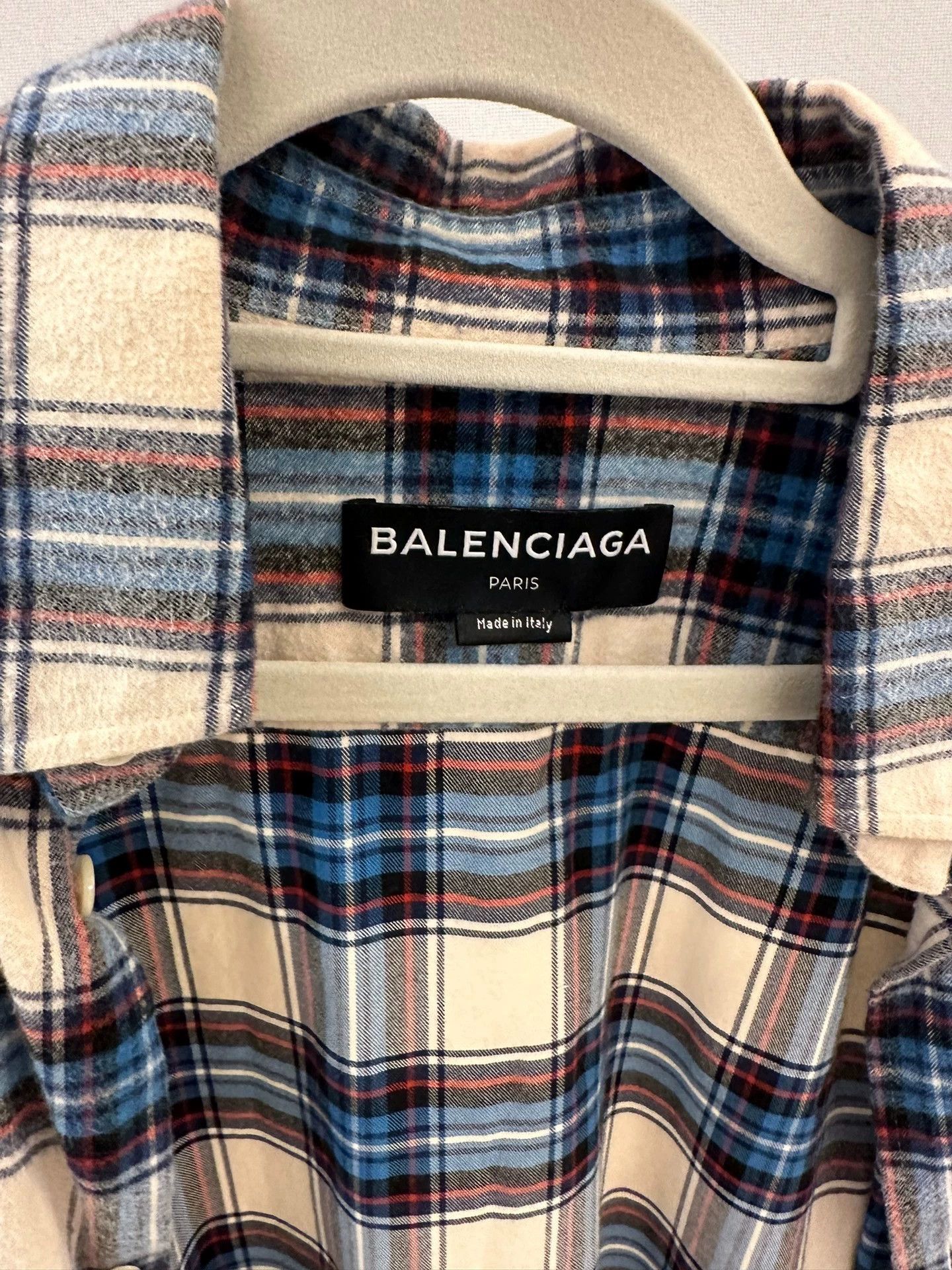 Balenciaga Balenciaga 17ss Flannel Shirt Blue Clean Kanye 39 M Size US M / EU 48-50 / 2 - 3 Thumbnail