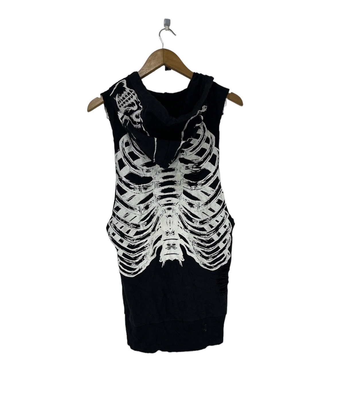 Japanese Brand Skeleton Sleeveless Hoodies Jacket Distressed Design Skull Size US M / EU 48-50 / 2 - 2 Thumbnail