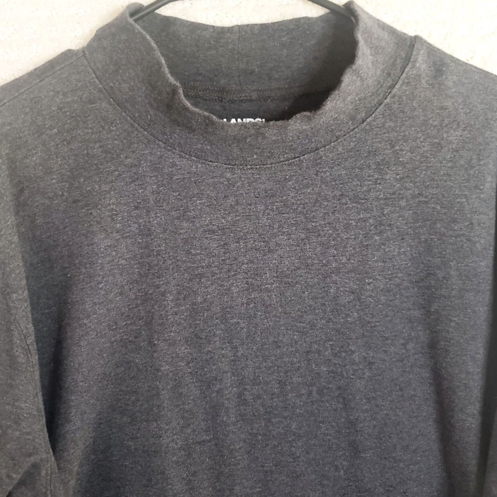 Lands' End Lands' End Men's Dark Charcoal Heather Super-T Mock Neck T-Shirt XXL Gray Mens Size US XXL / EU 58 / 5 - 3 Thumbnail