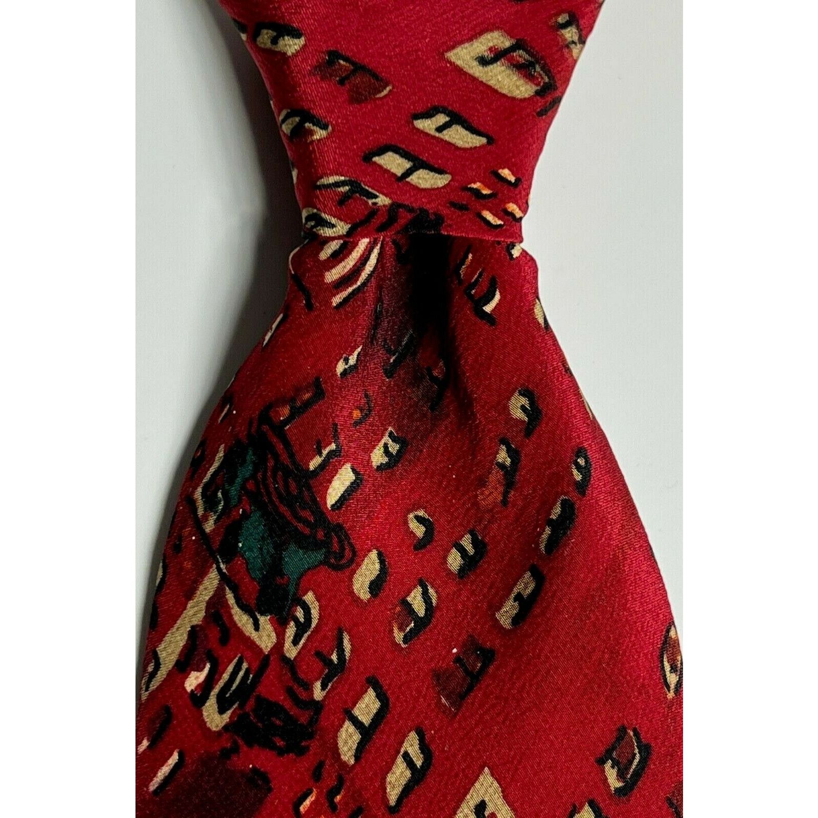 Other Jerry J Garcia Red Abstract 100% Silk Necktie Neck Tie Size ONE SIZE - 4 Thumbnail