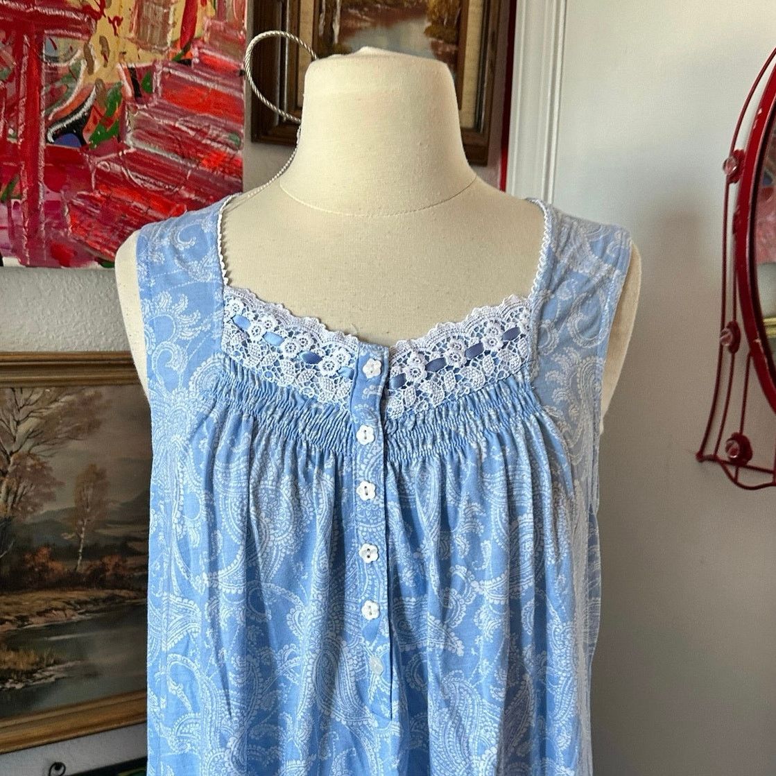 Other secret treasures paisley blue white night dress Size L / US 10 / IT 46 - 2 Thumbnail