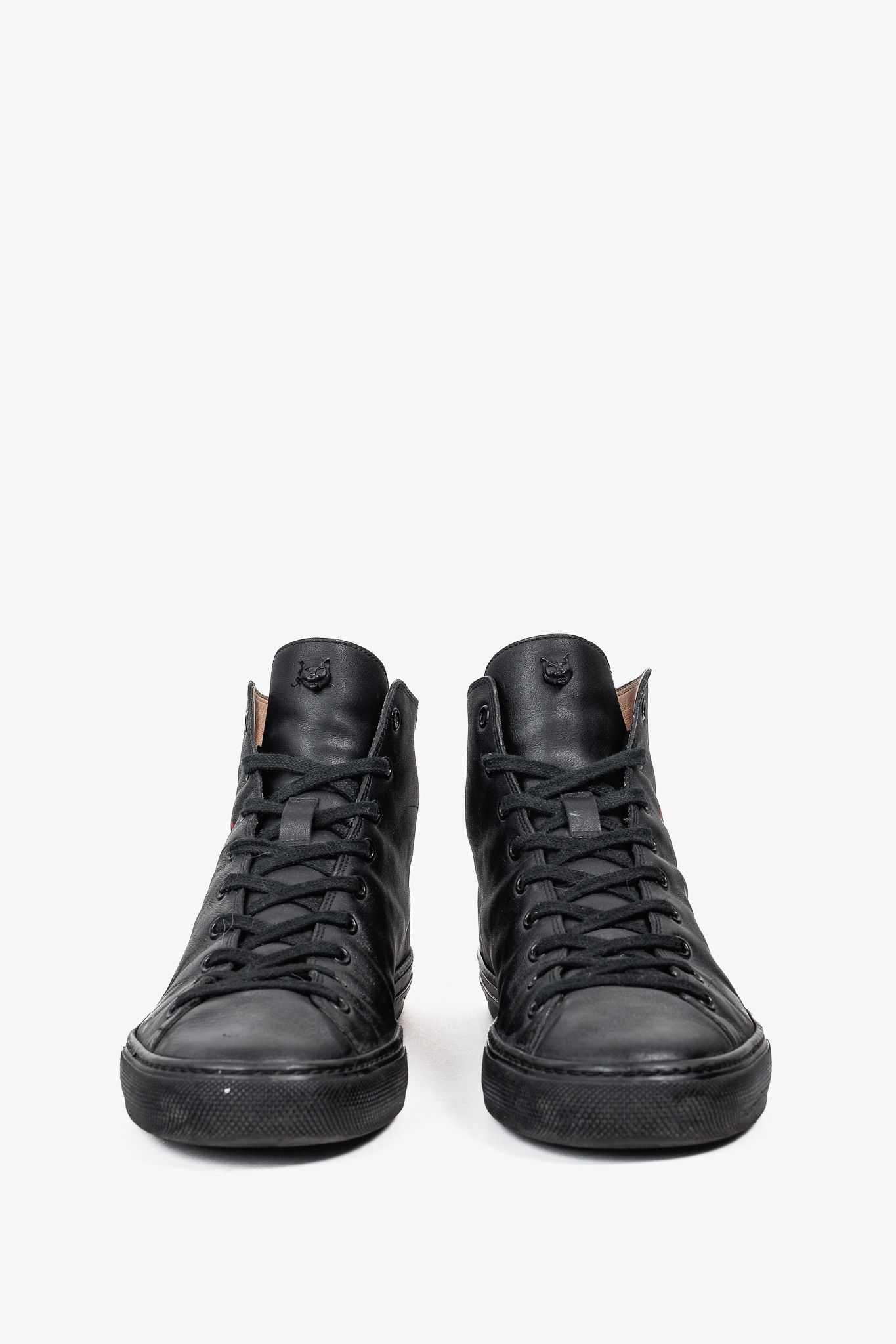 Gucci Gucci Black Leather Kingsnake High Top Sneakers Size US 8.5 / EU 41-42 - 2 Thumbnail