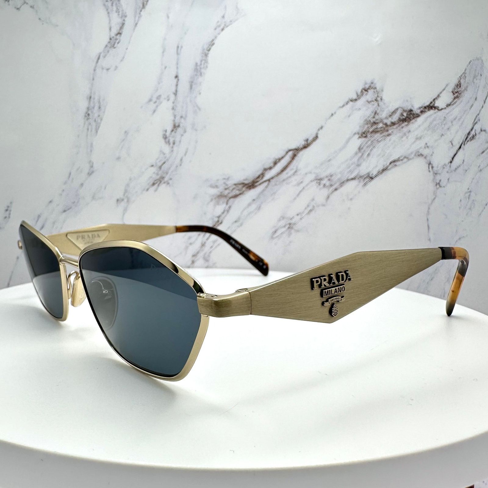 Prada New PRADA Sunglasses Gold Metal 3D Logo Aviator Size ONE SIZE - 15 Thumbnail