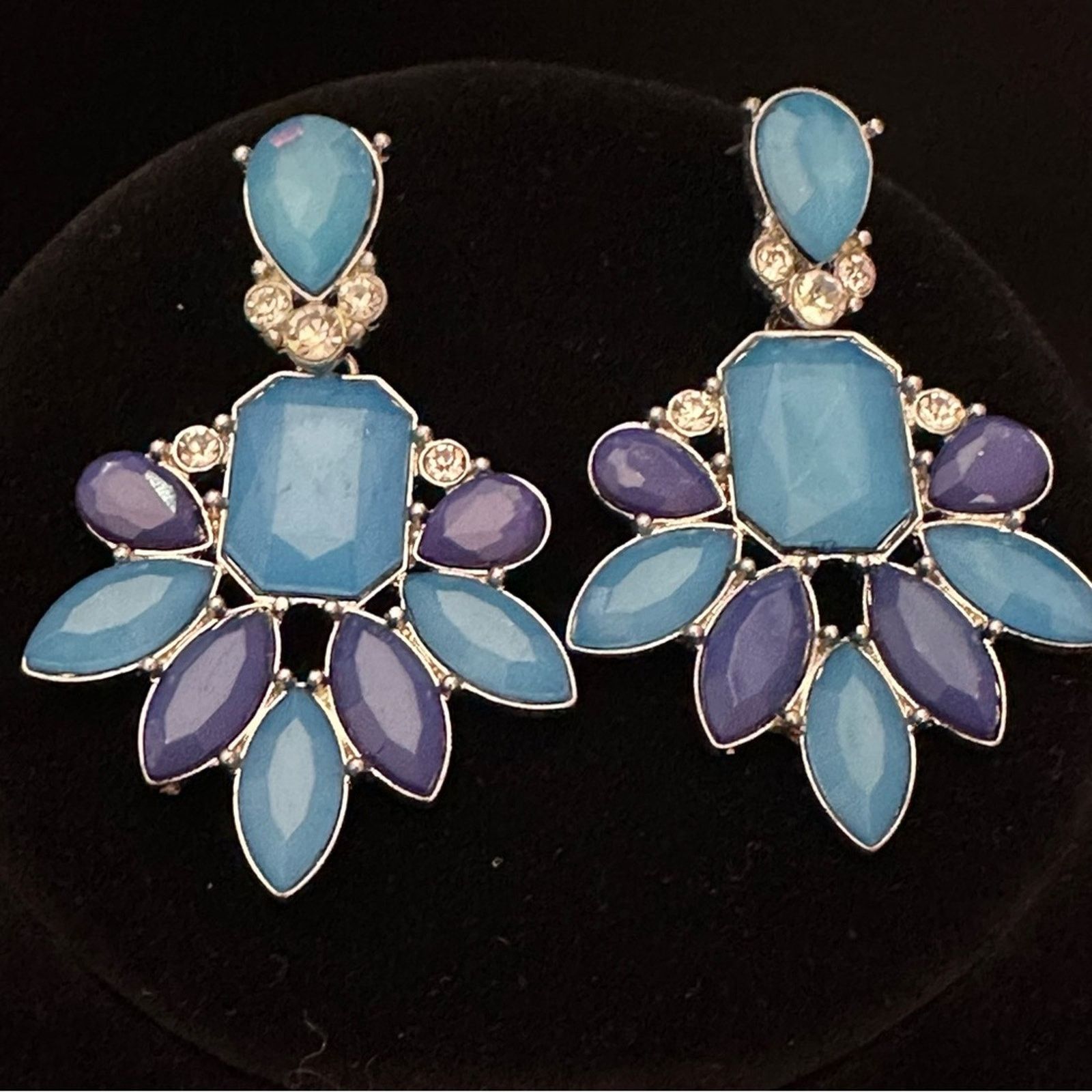 Other Y2K Vintage Jeweled Earrings In Blue Size ONE SIZE - 2 Thumbnail