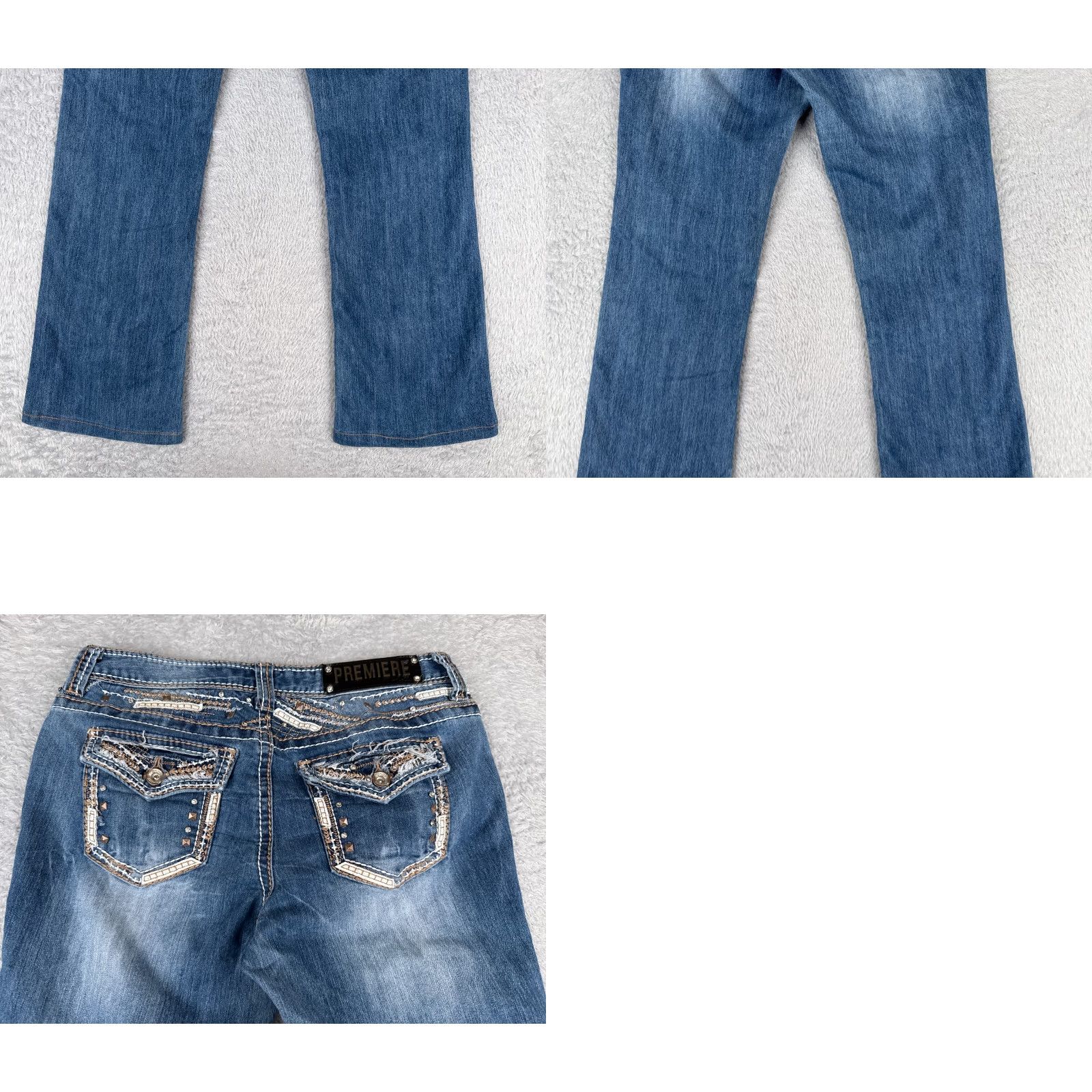 Vintage Rue21 Jeans Juniors 7 Blue Denim Mid Rise Bootcut 30x29 Cotton Womens Jeans 5-Pocket Embroidered Rhinestone Blue Denim Style American Designer Size 28" / US 6 / IT 42 - 10 Thumbnail