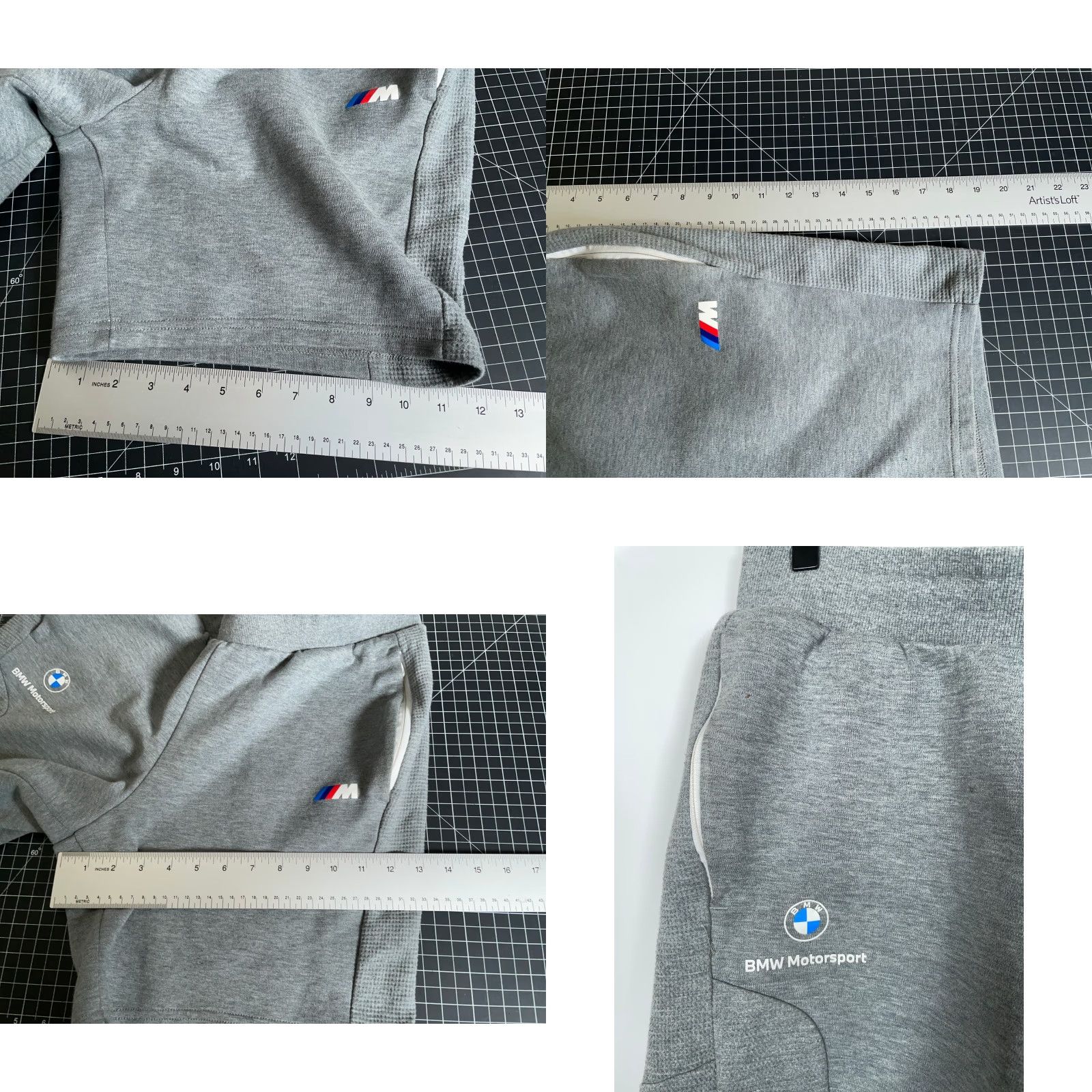 Puma PUMA x BMW Motorsports Athletic Shorts Men Large Gray with Pockets Drawstring Elastic Waist Cotton-Polyester-Blend Size US 30 / EU 46 - 8 Thumbnail