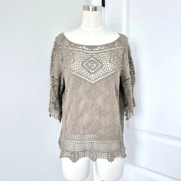 Other Democracy Embroidered Crochet Short Sleeve Top NWOT Size S / US 4 / IT 40 - 2 Thumbnail