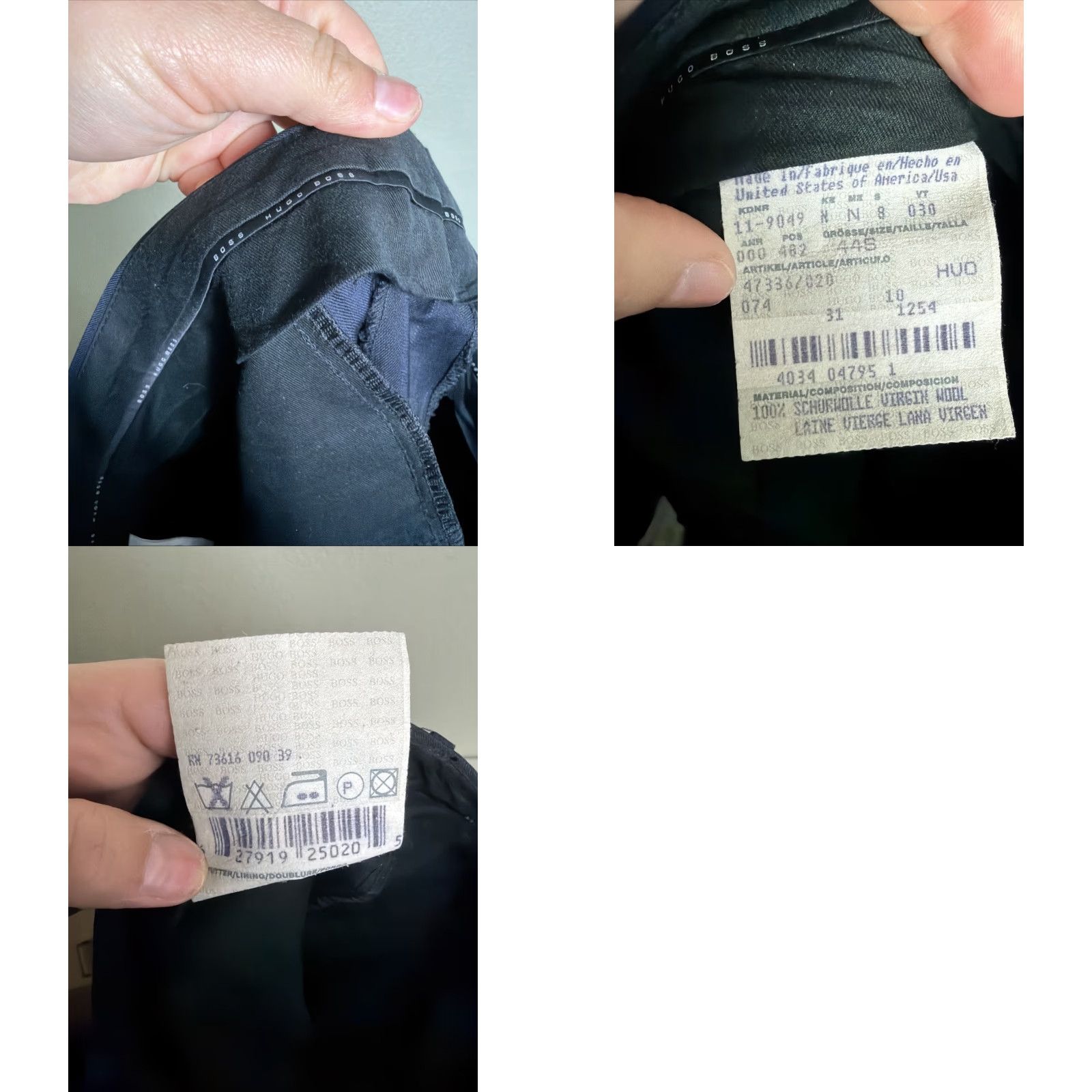 Vintage Hugo BOSS Wool Pleated Pants Mens 36x28 Black Blue Pinstripe Cuff Dress Pants Size US 36 / EU 52 - 10 Thumbnail