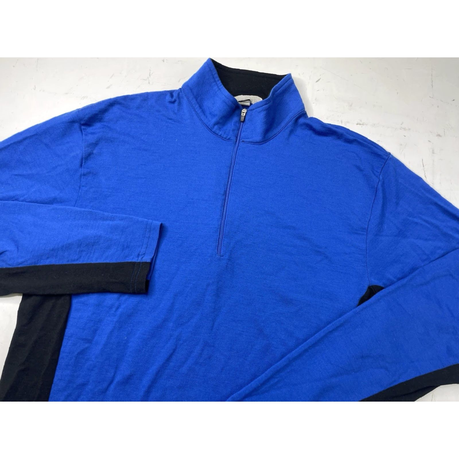 Smartwool Smartwool Base Layer 1/4 Zip Men L Large Blue Black Merino Wool Pullover Shirt Size US L / EU 52-54 / 3 - 3 Thumbnail
