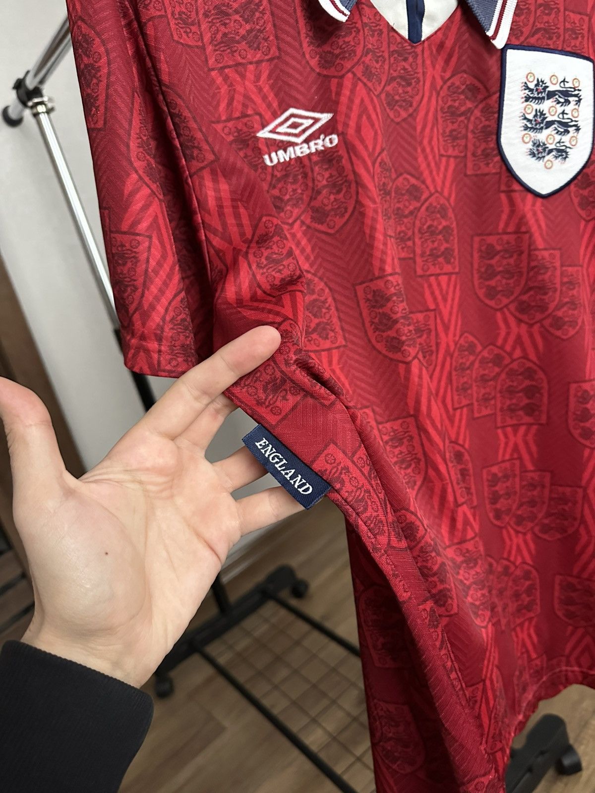 Umbro 1994/1995 Umbro England Vintage Soccer Jersey T-Shirt Size US L / EU 52-54 / 3 - 8 Thumbnail