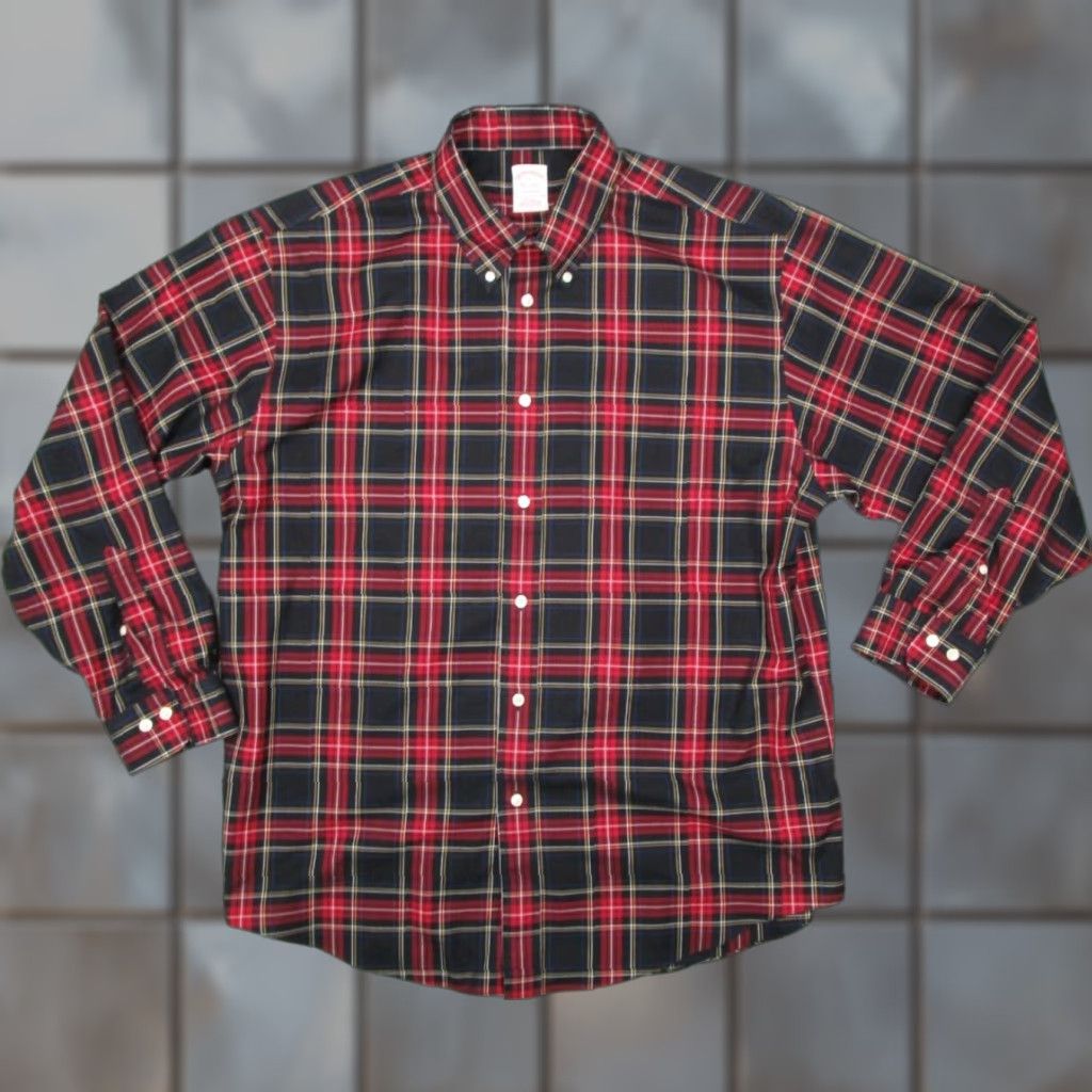 Brooks Brothers Brooks Brothers Madison Shirt Mens XL Red Plaid Button Up Supima Non Iron Size US XL / EU 56 / 4 - 1 Thumbnail