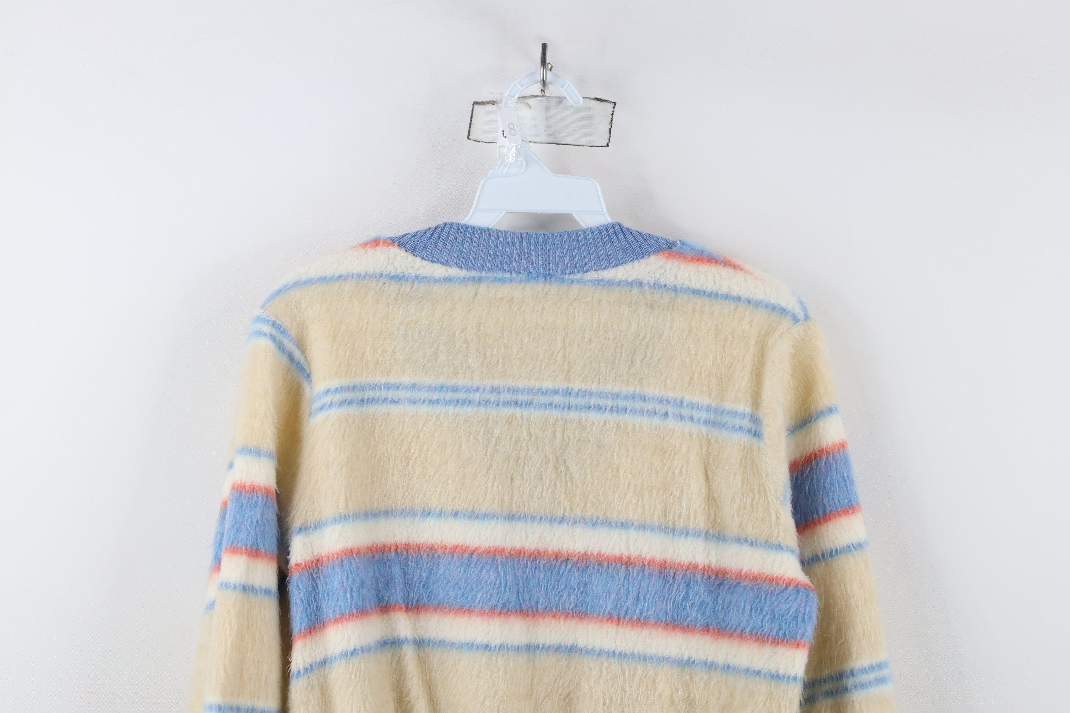 Vintage Vintage 70s Streetwear Striped Fuzzy Shag V-Neck Sweater USA Size S / US 4 / IT 40 - 9 Thumbnail
