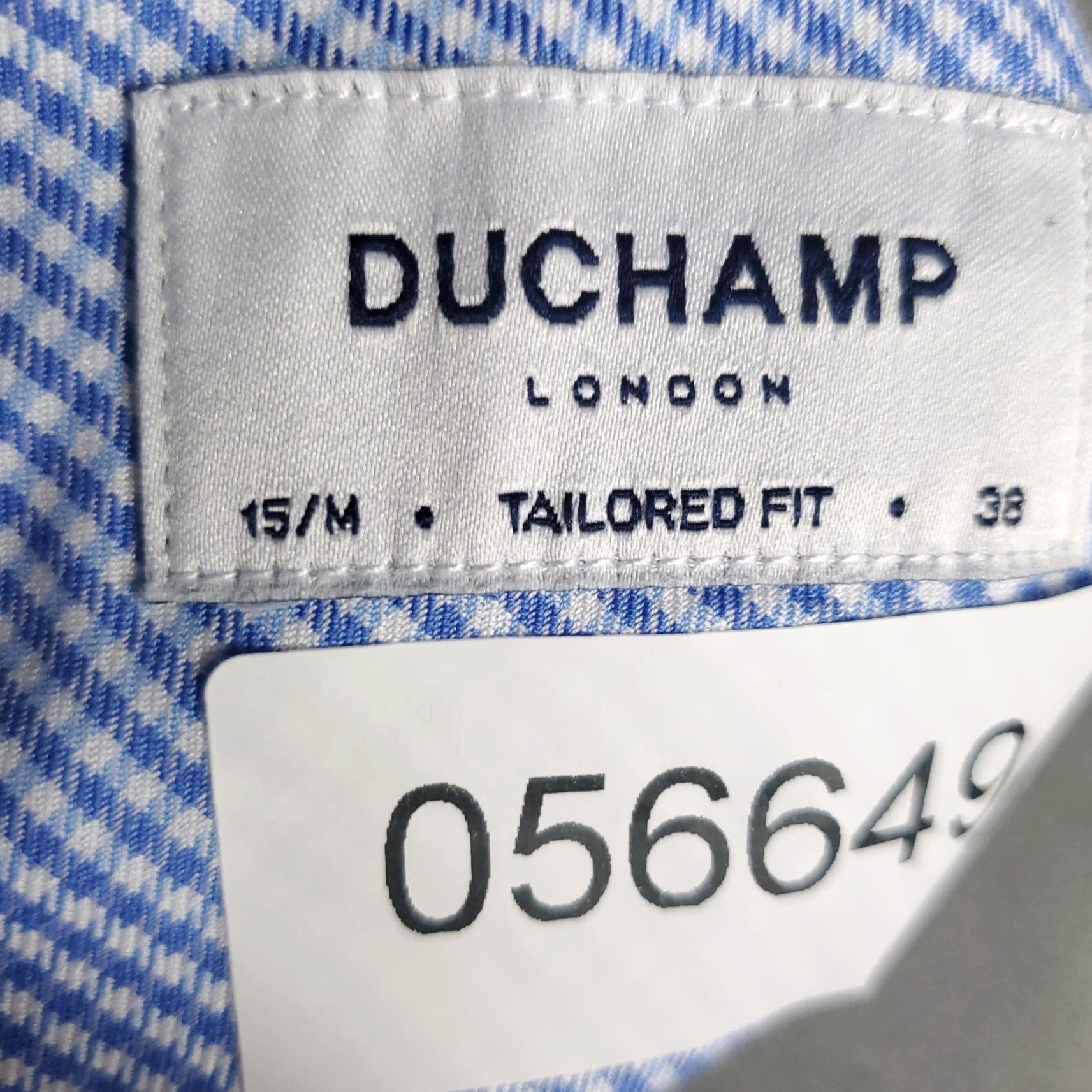 Vintage Duchamp Shirt Mens 15 Blue Plaid Dress Button Up Long Sleeve 15.5 Neck Size Cotton Woven Casual Business Formal Modern Mens Size 40R - 7 Thumbnail