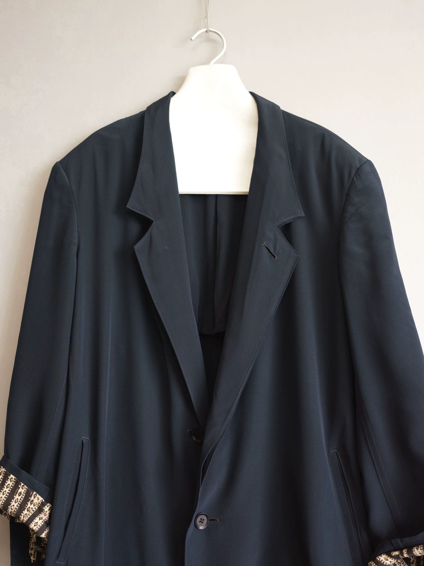 Yohji Yamamoto Yohji Yamamoto 23SS Silk Double Collar Coat Soft Navy Size 2 Size US M / EU 48-50 / 2 - 6 Thumbnail