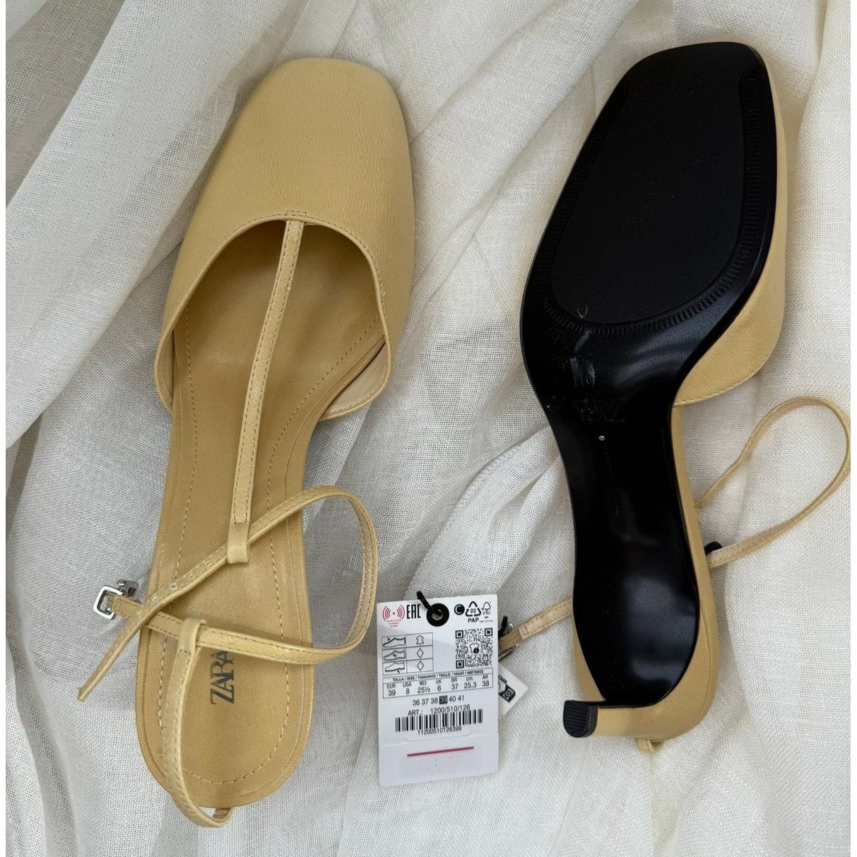 Zara ZARA Yellow Leather Heels NWT Size US 7.5 / IT 37.5 - 14 Thumbnail