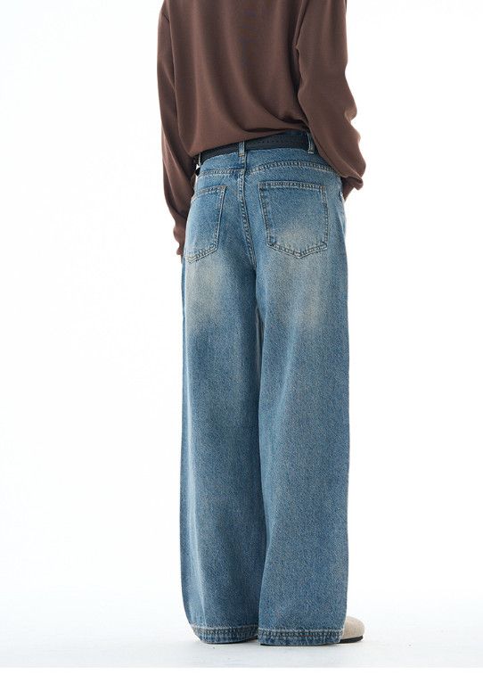 Japanese Brand Men's American-Style Retro Loose-Fit Washed Denim Jeans Size US 32 / EU 48 - 5 Thumbnail