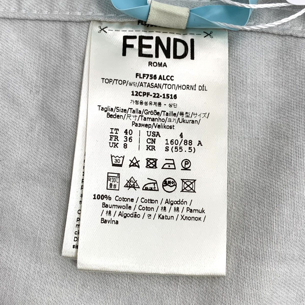 Fendi Fendi Gray-Green Logo Embossed Long Sleeve Denim Shirt K26WX Size US L / EU 52-54 / 3 - 8 Thumbnail