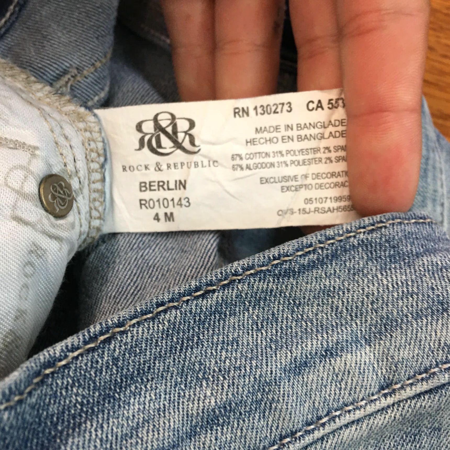 Vintage Rock & Republic Berlin Skinny Jeans Denim Blue 28x32 Size 4 Womens 5-Pocket Distressed Dark Wash Denim Slim Fit Jeans Size 27" / US 4 / IT 40 - 6 Thumbnail