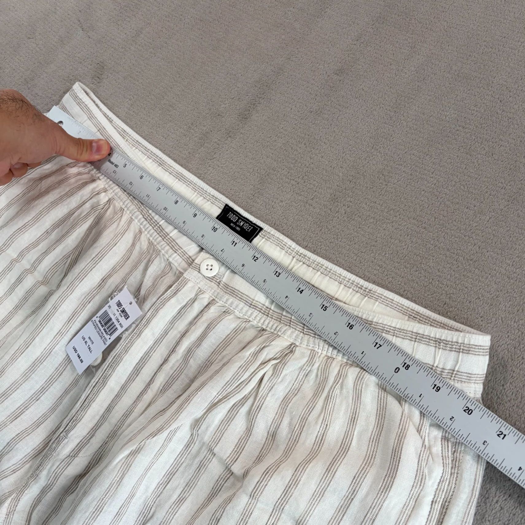 Todd Snyder TODD SNYDER Relaxed 100% Linen Leisure Pants White Striped Pleated NWT 40 Waist XLT Big & Tall Pants Mens Size US 36 / EU 52 - 6 Thumbnail