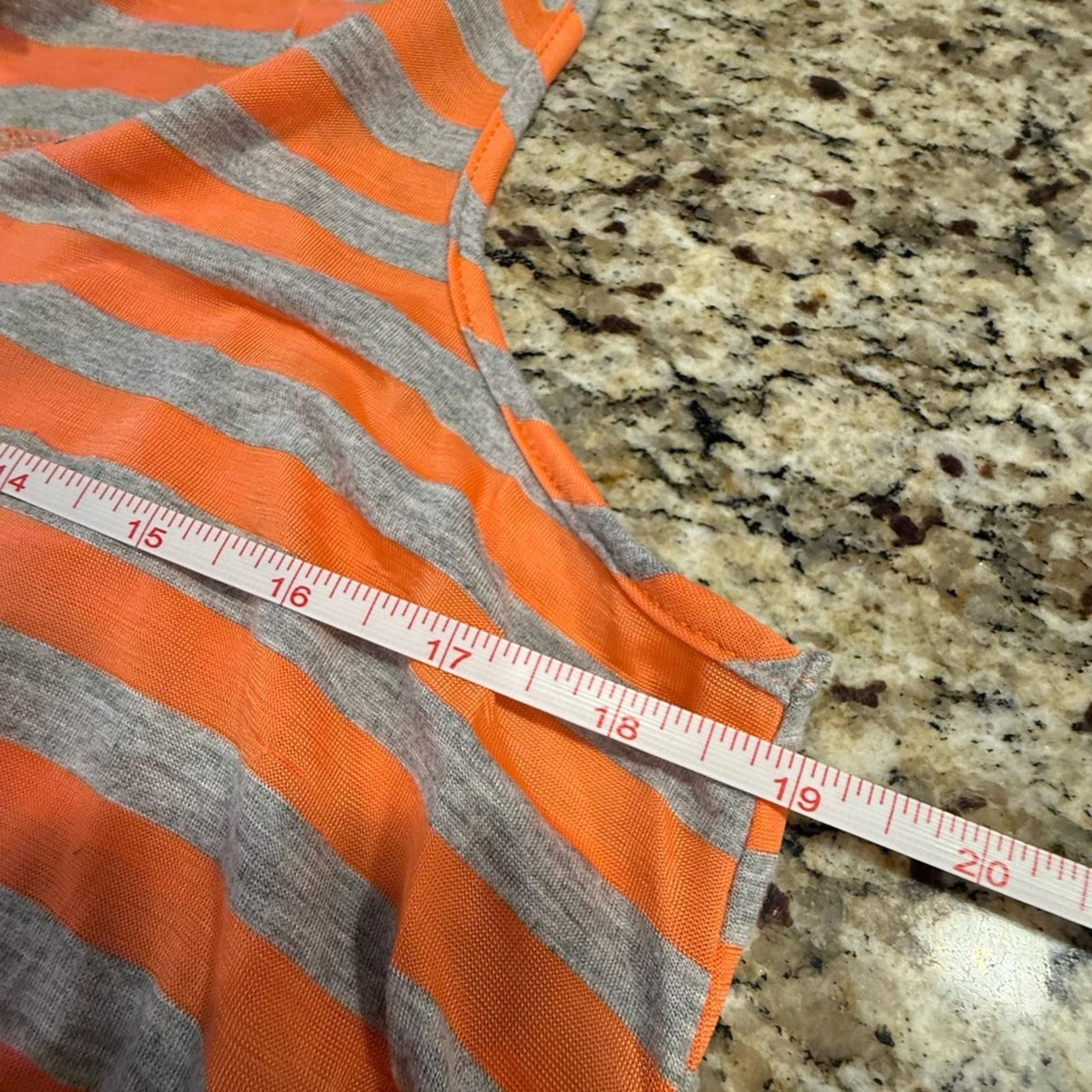 L7 Real Hip h.i.p. orange gray striped tank top scoop neck split hem LG Size L / US 10 / IT 46 - 6 Thumbnail