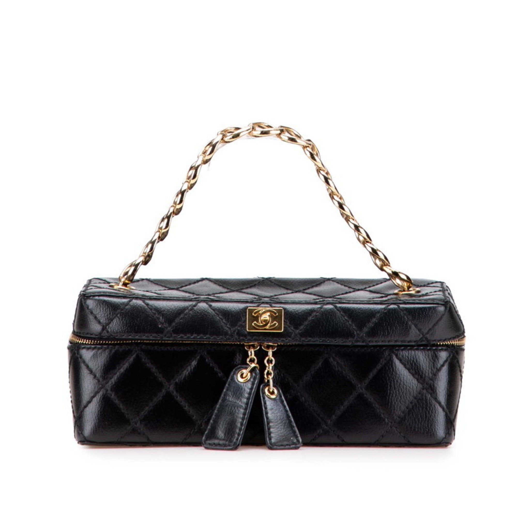 Chanel CHANEL Matelasse Coco Mark Chain Vanity Bag in Black Leather for Women Size ONE SIZE - 1 Thumbnail