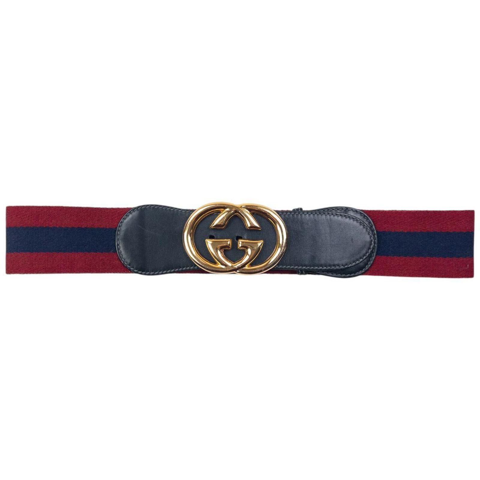 Gucci Vintage 90s Gucci Stripe Leather Belt Size W28 Size ONE SIZE - 1 Thumbnail
