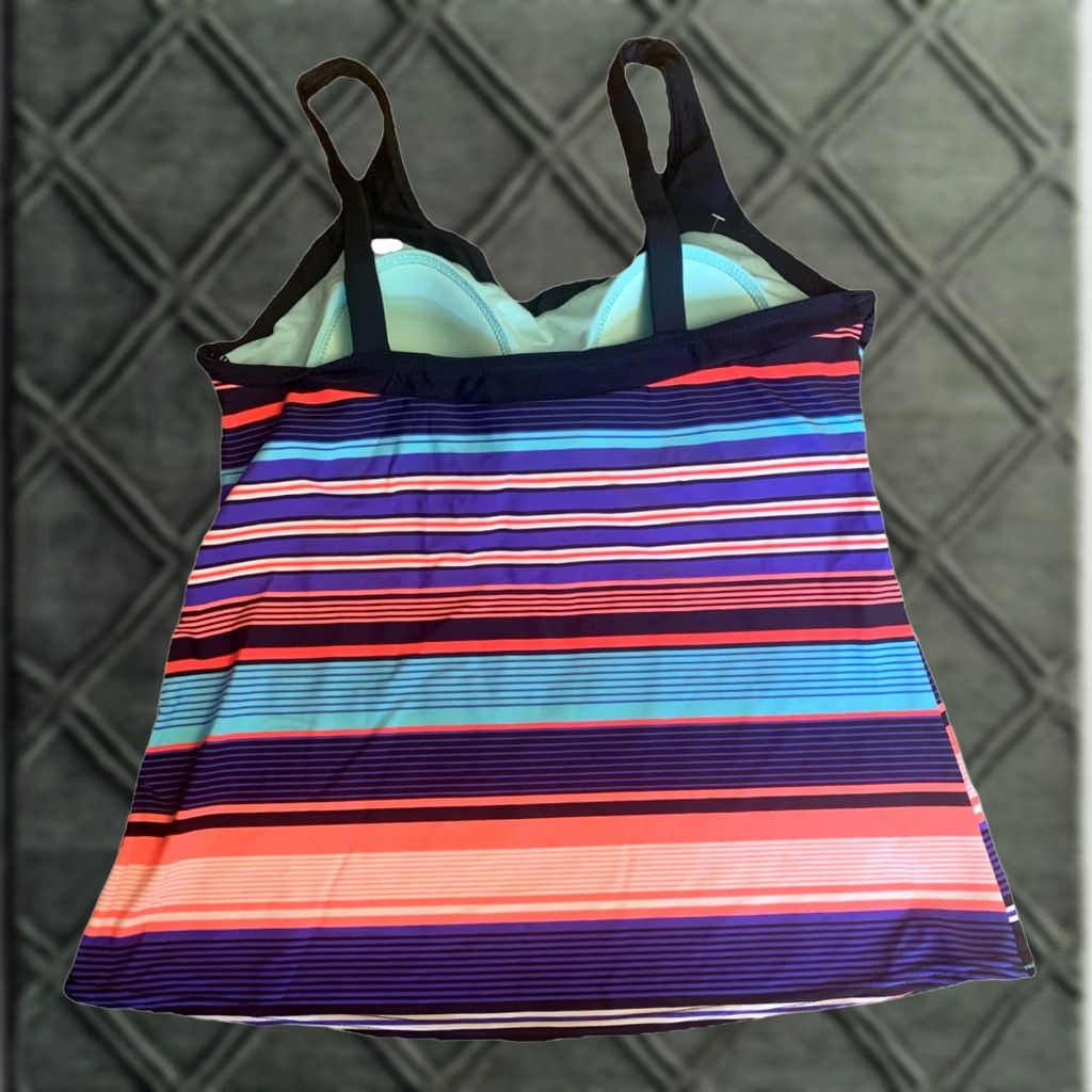 ZeroXposur NWT Zeroxposur Tank SwimSuit Top Sz 14 Striped Black Blue Quick Dry UPF 2292 Size XL / US 12-14 / IT 48-50 - 1 Thumbnail