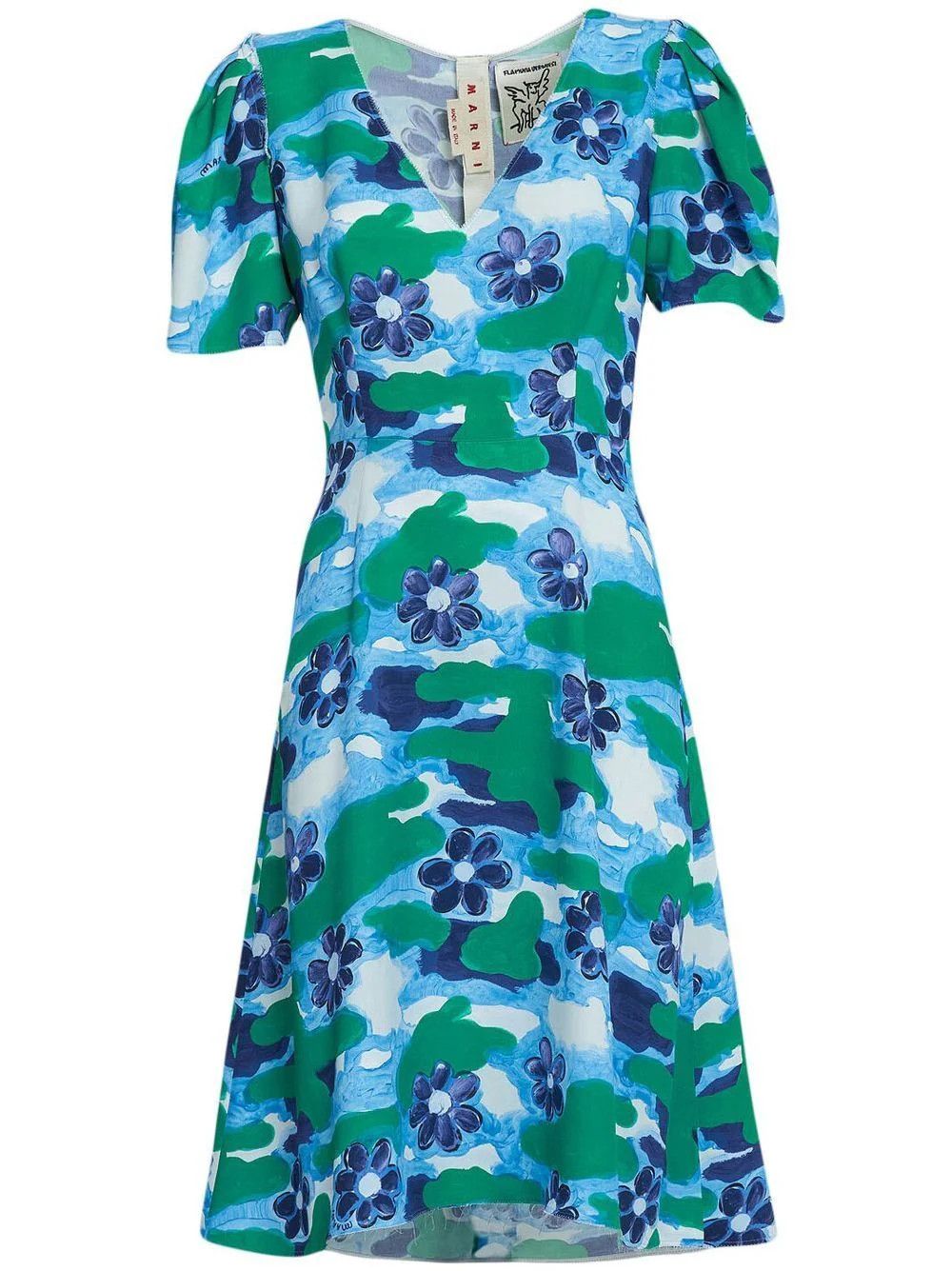 image of Marni O1W1Db10524 Floral Neck Dress In Light Blue, Women's (Size 2XL)