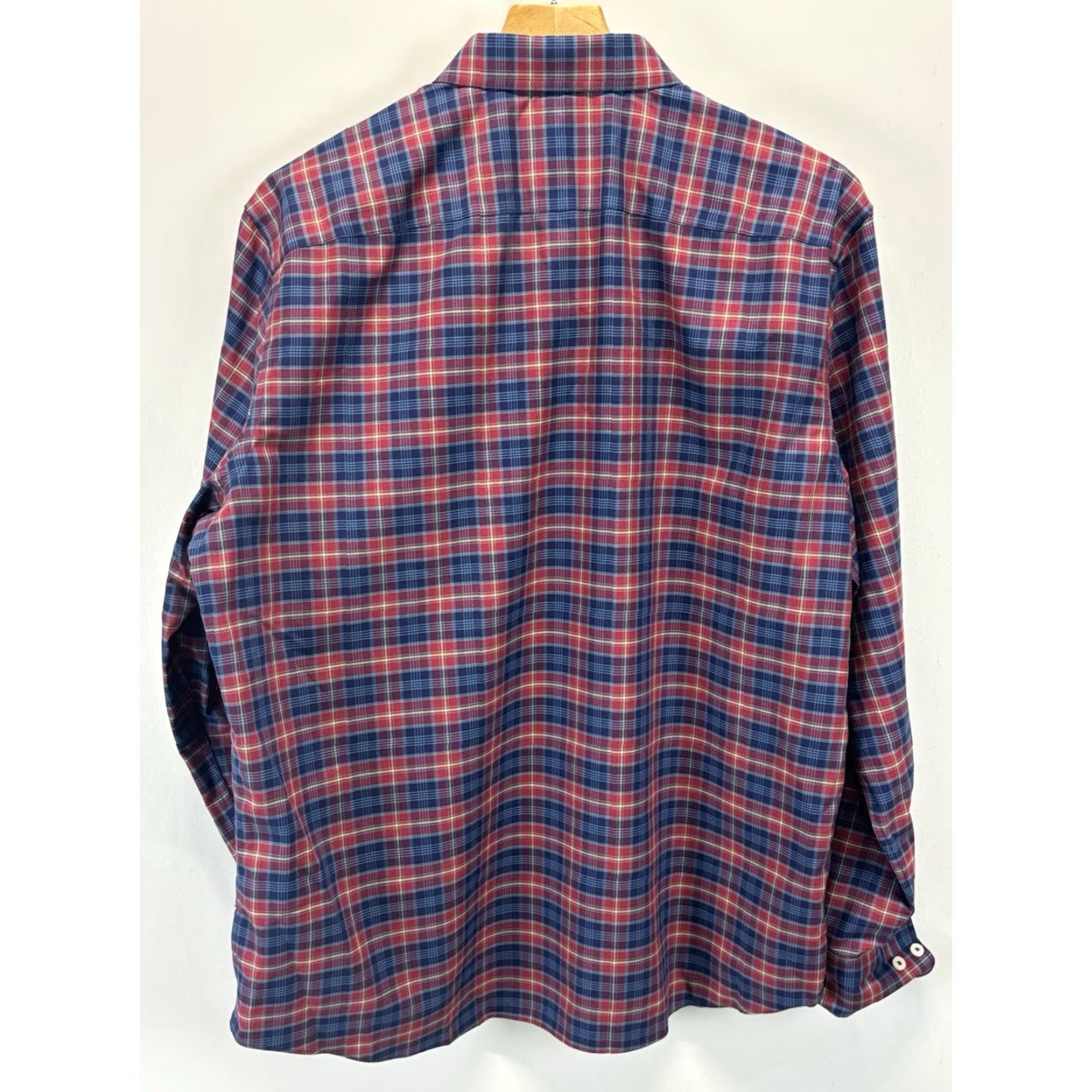 UNTUCKit VINTAGE UNTUCKit Button-Up Shirt XL Mens Red Navy Plaid Long Sleeve Cotton Size US XL / EU 56 / 4 - 3 Thumbnail
