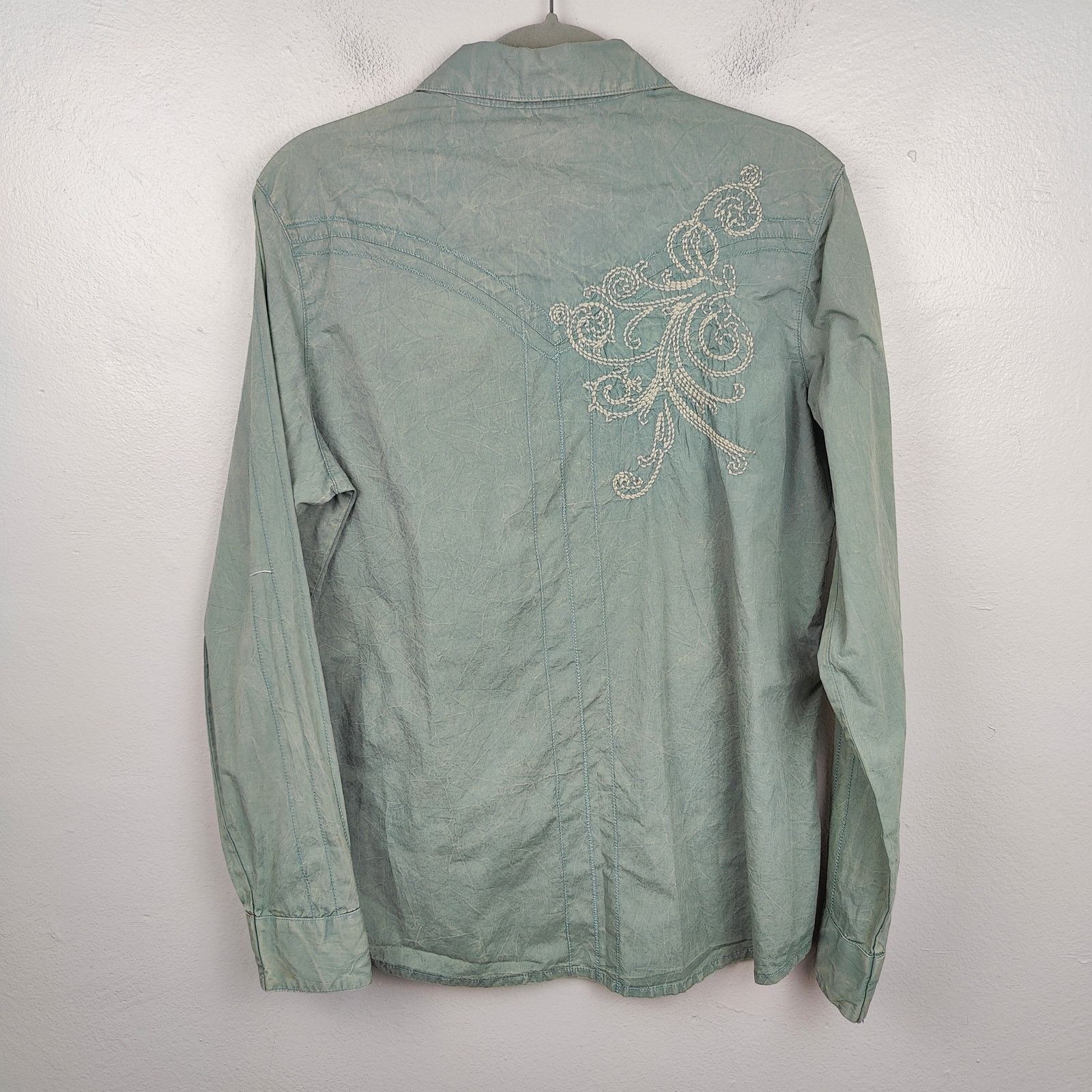 Wrangler Vintage Wrangler Pearl Snap Shirt Womens Large Green Size L / US 10 / IT 46 - 4 Thumbnail