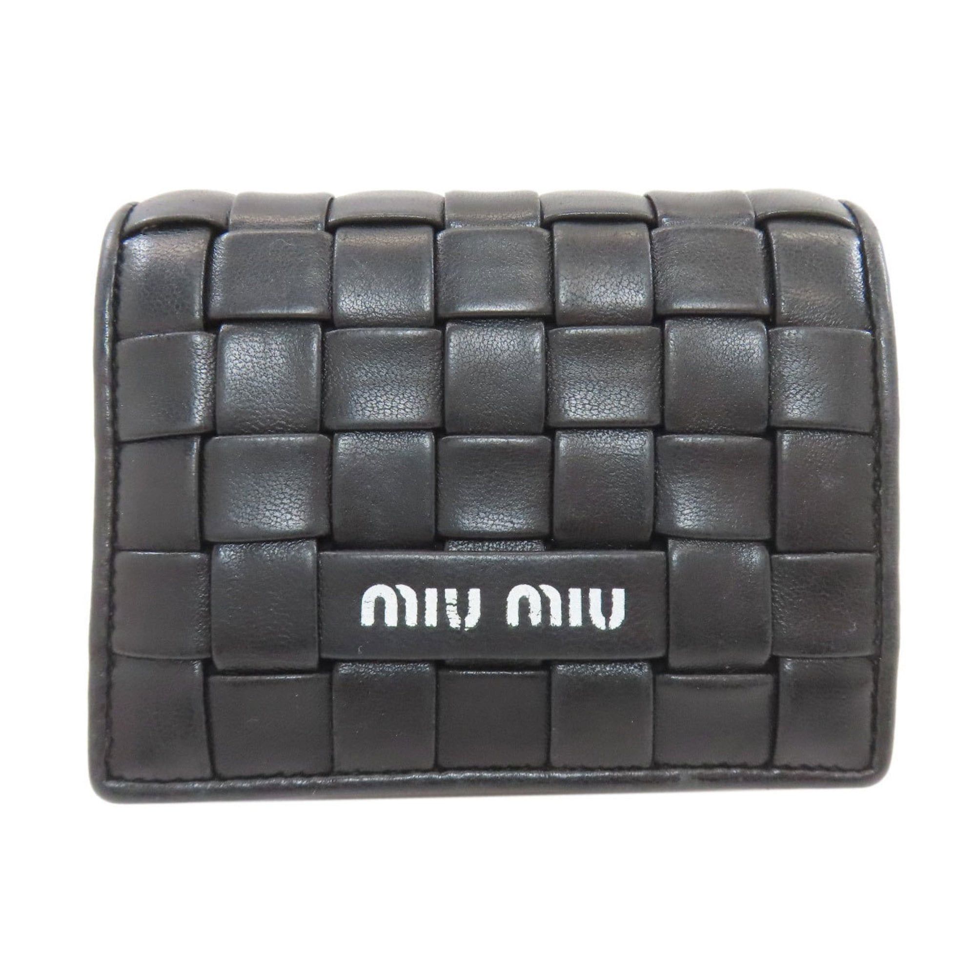 Miu Miu Miu Miu Miu Braided Leather Bifold Wallet for Women Size ONE SIZE - 1 Thumbnail