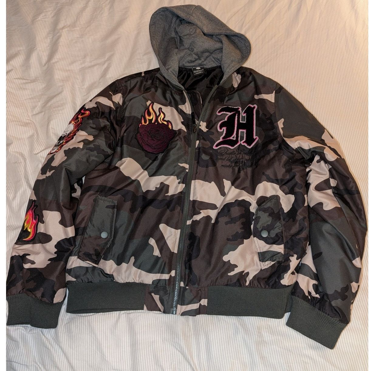 Ring Of Fire Ring of Fire Camo Fleece Hooded Bomber Jacket Size Large Size US L / EU 52-54 / 3 - 1 Thumbnail