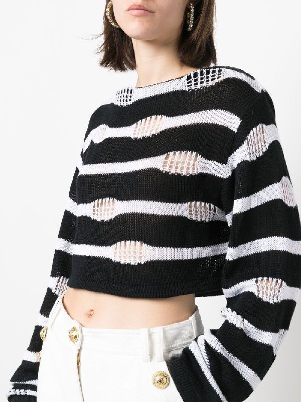 Balmain o1y0625 Sweater in Black/White Size S / US 4 / IT 40 - 4 Thumbnail