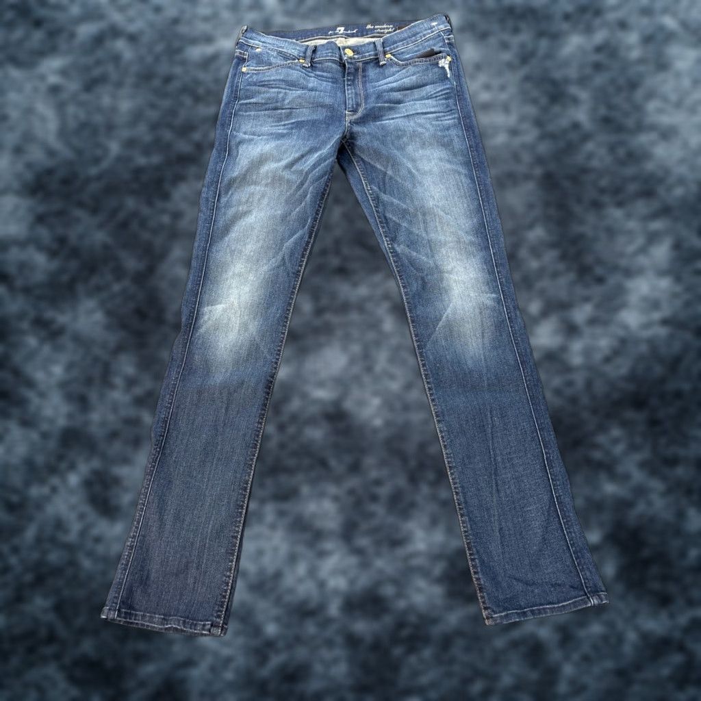 7 For All Mankind Seven for All Mankind Modern Straight Jeans Womens 31x30 Dark Wash Jeans Size 24" / US 00 / IT 34 - 1 Thumbnail