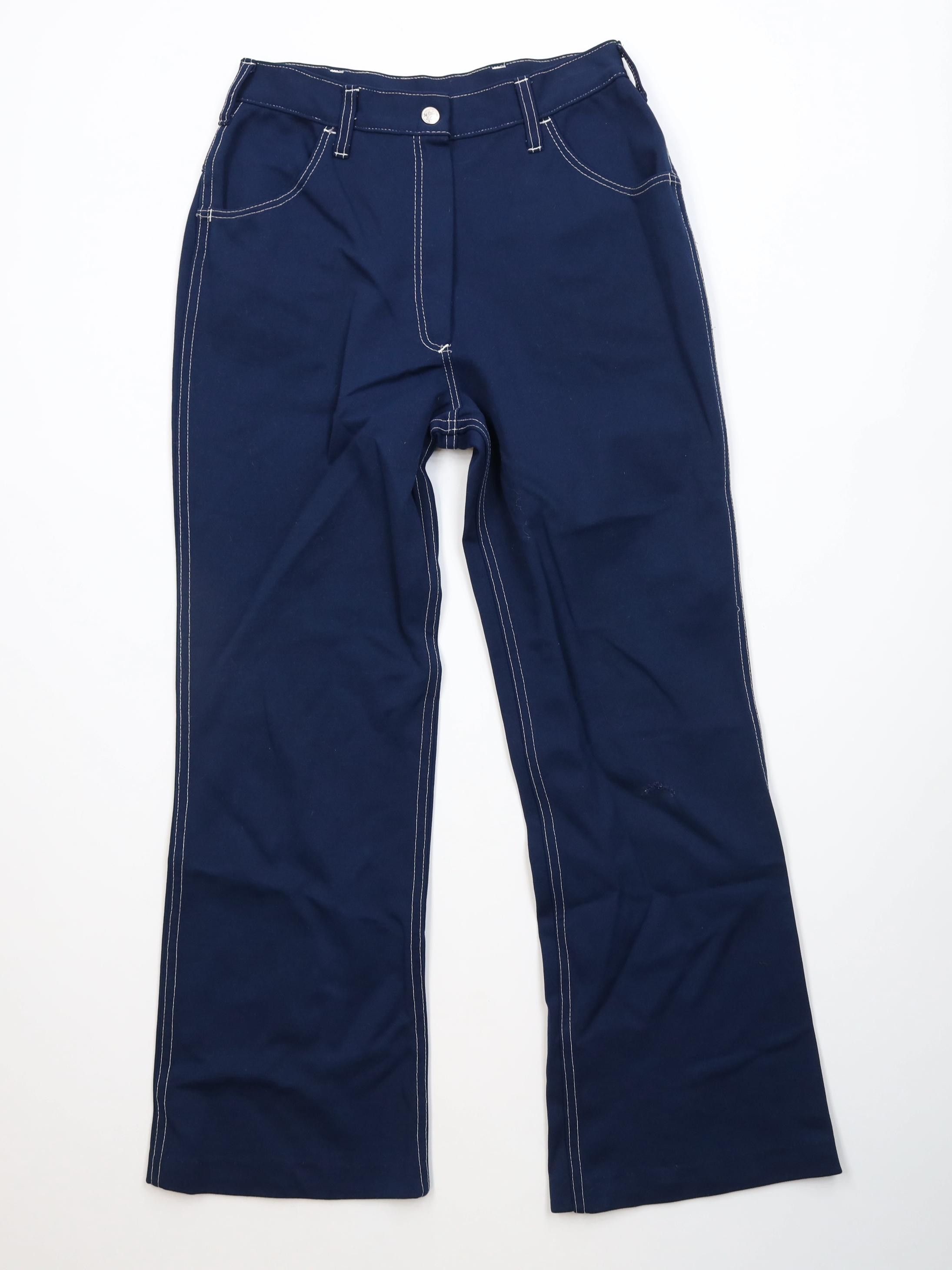 Vintage Vintage 70s Streetwear Flared Wide Leg Chino Pants Blue USA Size 26" / US 2 / IT 38 - 1 Thumbnail