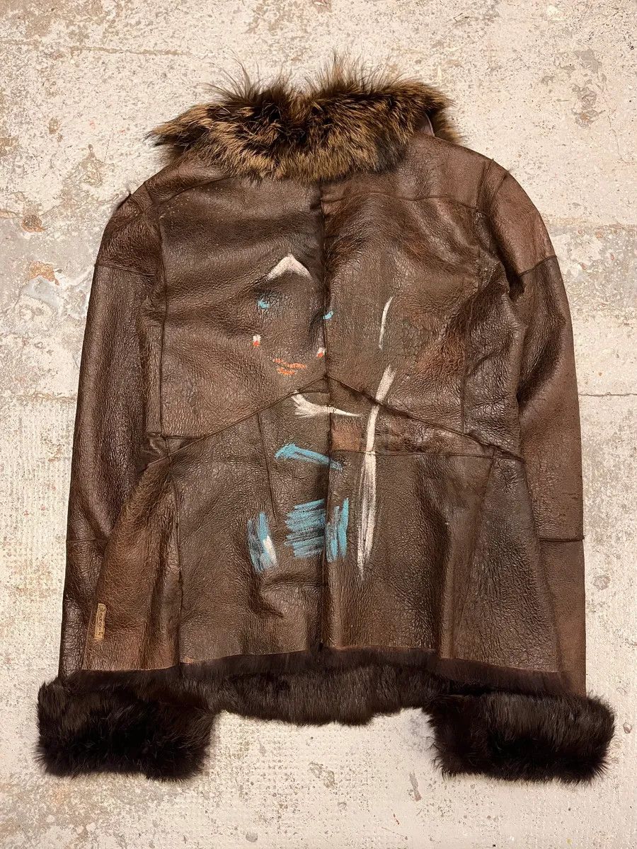 Armani 2010s Armani Fur Collar Painted Brown Leather Jacket Size M / US 6-8 / IT 42-44 - 1 Thumbnail