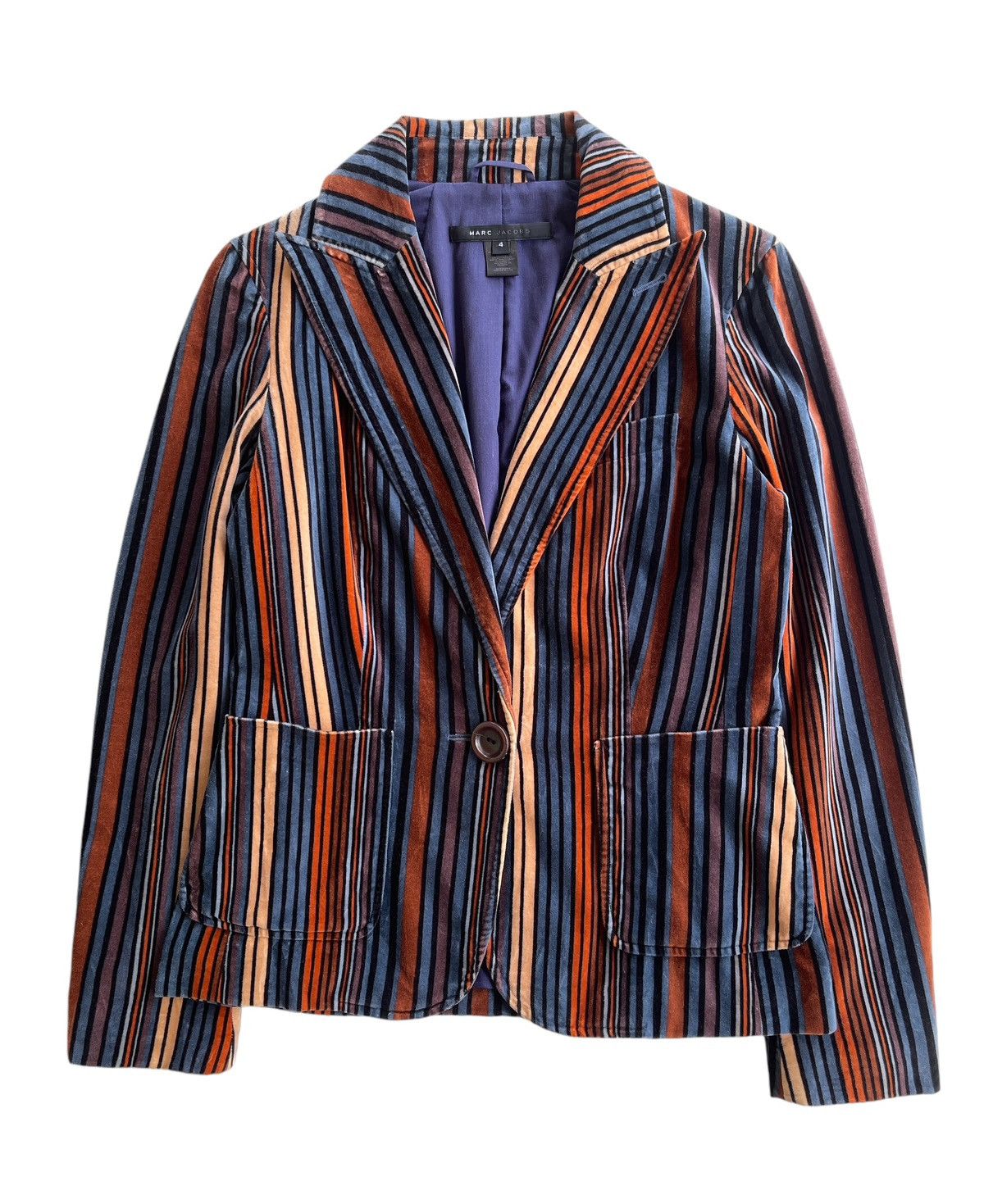 Marc Jacobs Marc Jacobs Rainbow Stripe Velvet Coat Size S / US 4 / IT 40 - 1 Thumbnail