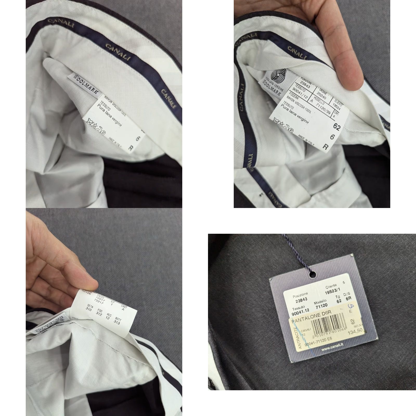 Canali CANALI Mens Dress Pants 44x26 Gray Wool Rayon Formal Woolmark Pants Mens Regular Gray 90s? Size US 44 / EU 60 - 8 Thumbnail