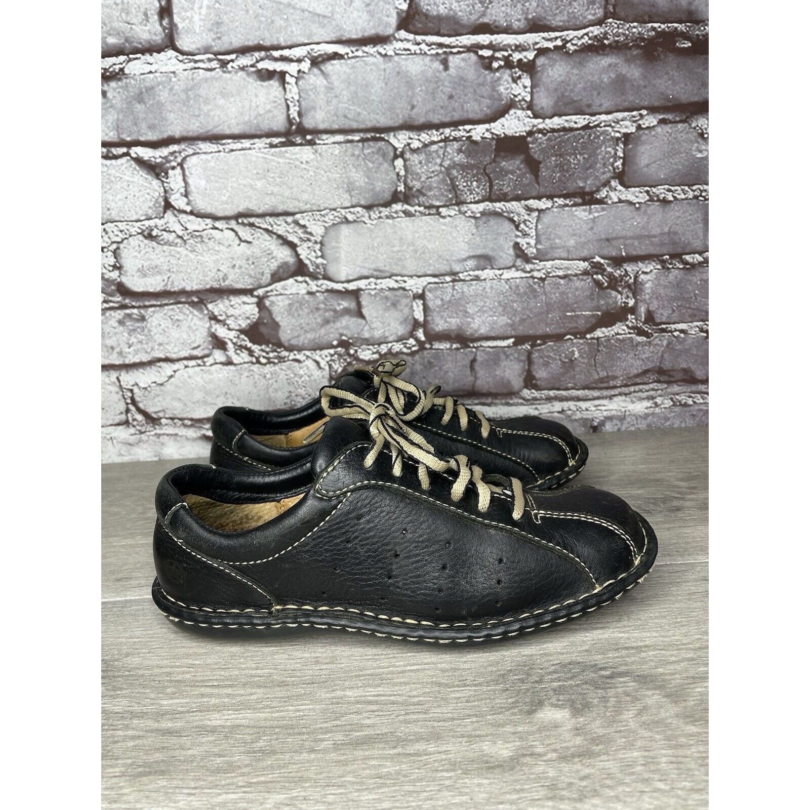 Born Born Black Leather Bicycle Lace Up Casual Comfort Shoes Wome Size US 6.5 / IT 36.5 - 18 Thumbnail