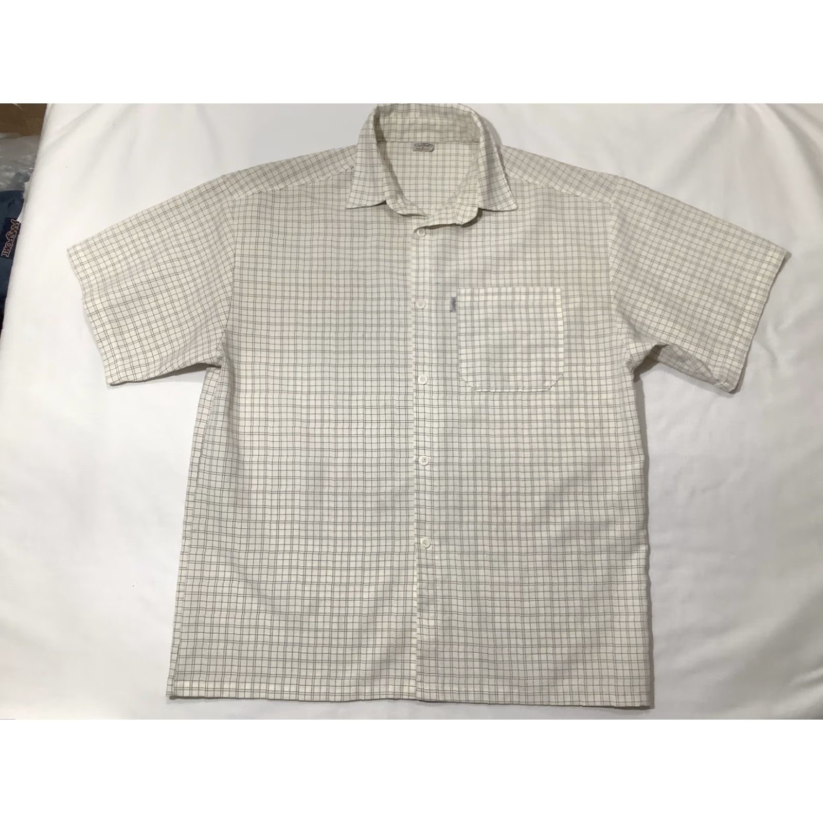 Vintage VINTAGE Cal Top Shirt Mens 3XL Beige Plaid Button Up Polyester Made in USA Size US XXL / EU 58 / 5 - 2 Thumbnail