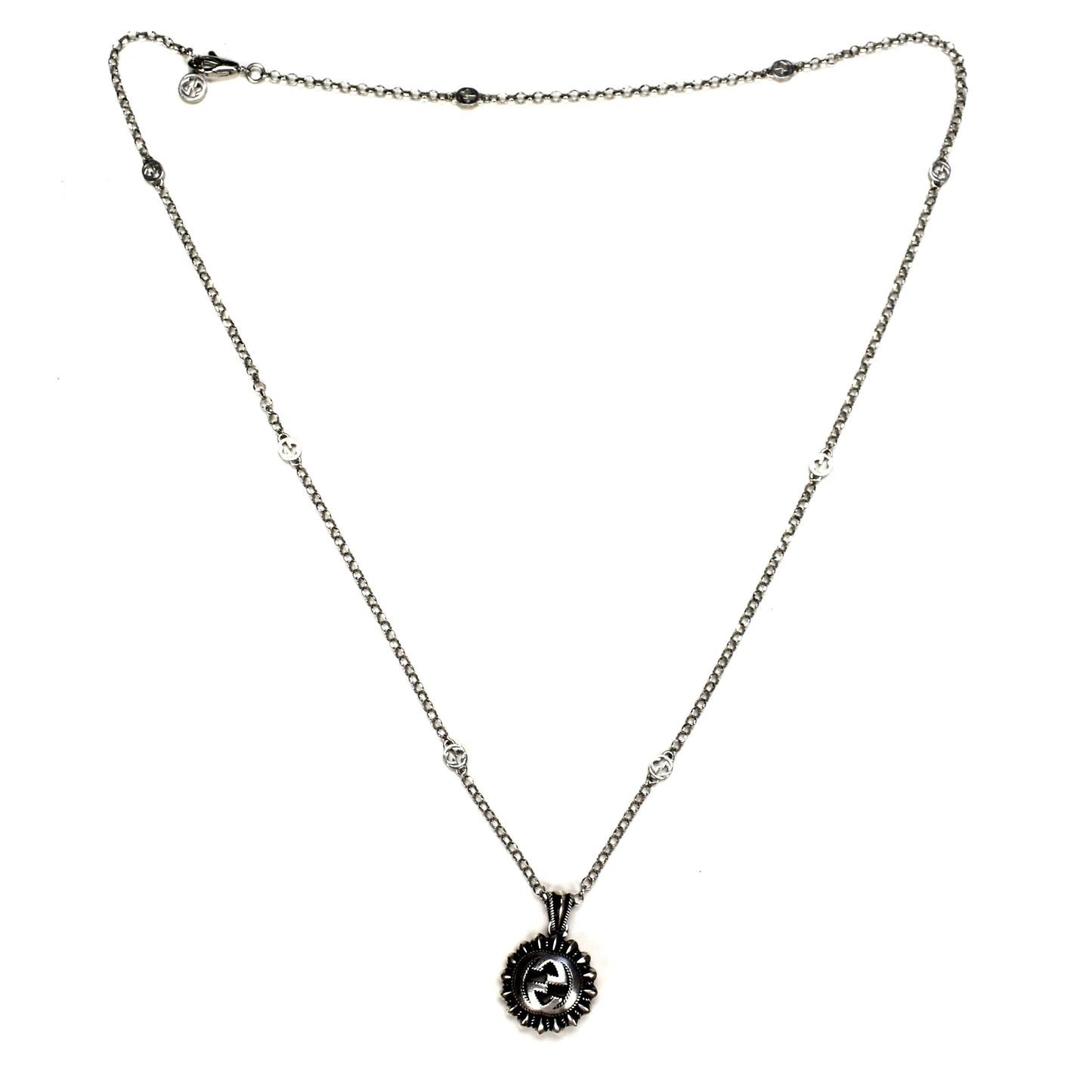 Gucci RARE Sterling Silver 925 Box Chain Gucci Bamboo Cross