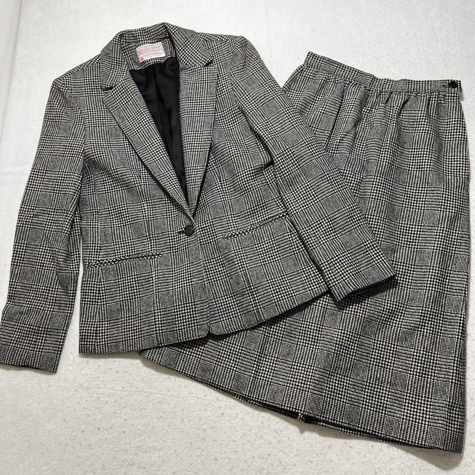 Pendleton Pendleton Woolen Mills Houndstooth Blazer A-Line Skirt Set Size M / US 6-8 / IT 42-44 - 1 Thumbnail