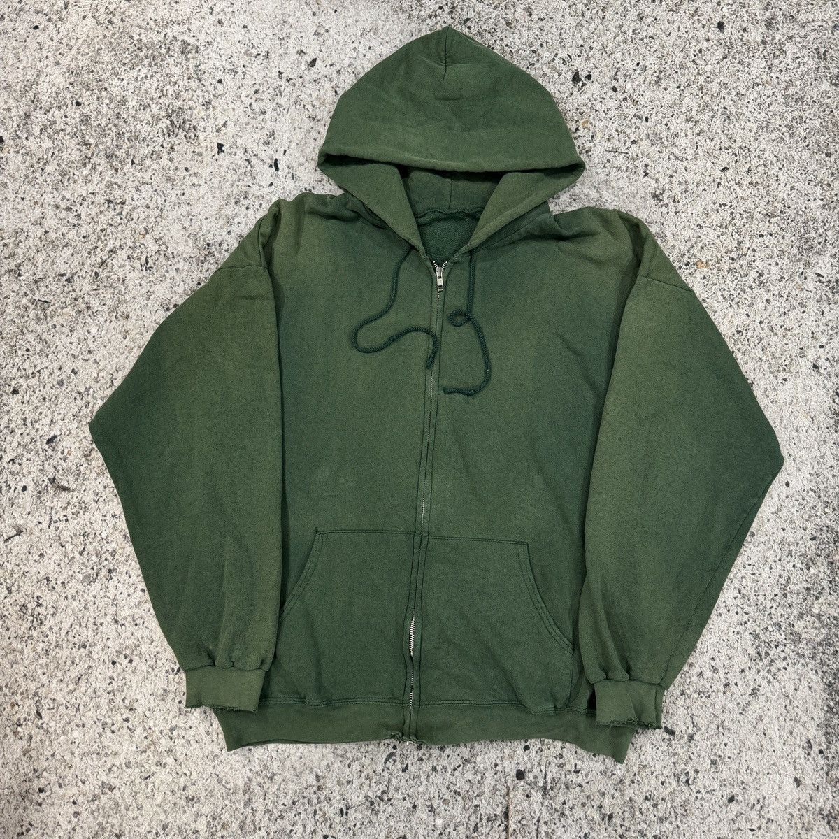 Vintage 90s Oversized Thrashed Faded Green Zip Up Hoodie ERD Grunge Size US XL / EU 56 / 4 - 9 Thumbnail