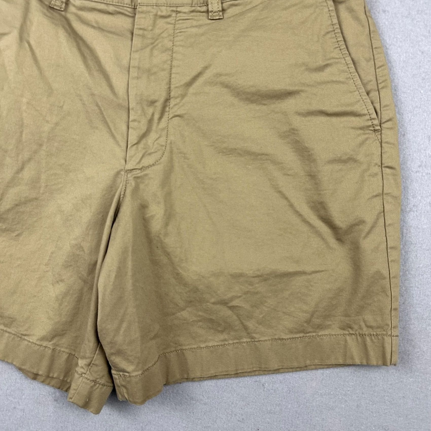 J.Crew J.CREW Men Beige Chino Shorts 33 Solid Cotton Stretch Flat Front Size US 33 - 3 Thumbnail