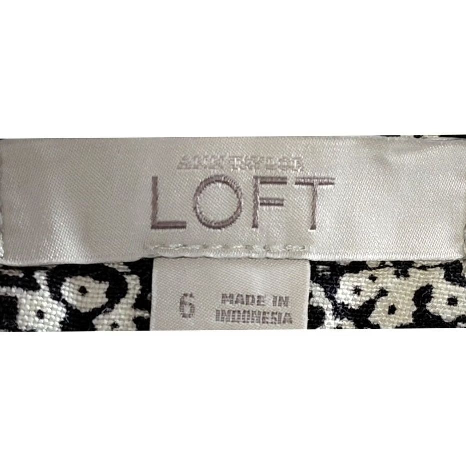 Loft LOFT Skirt Womens Size 6 Black White Linen Blend Geometric Lightweight Size 28" / US 6 / IT 42 - 3 Thumbnail