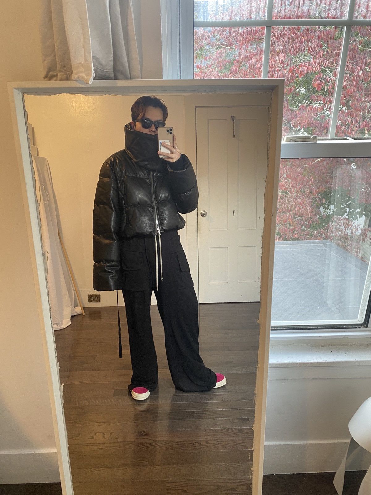 Rick Owens Rick Owens Funnel Neck Down lambskin Leather Sisyphus Jacket Size US M / EU 48-50 / 2 - 2 Thumbnail