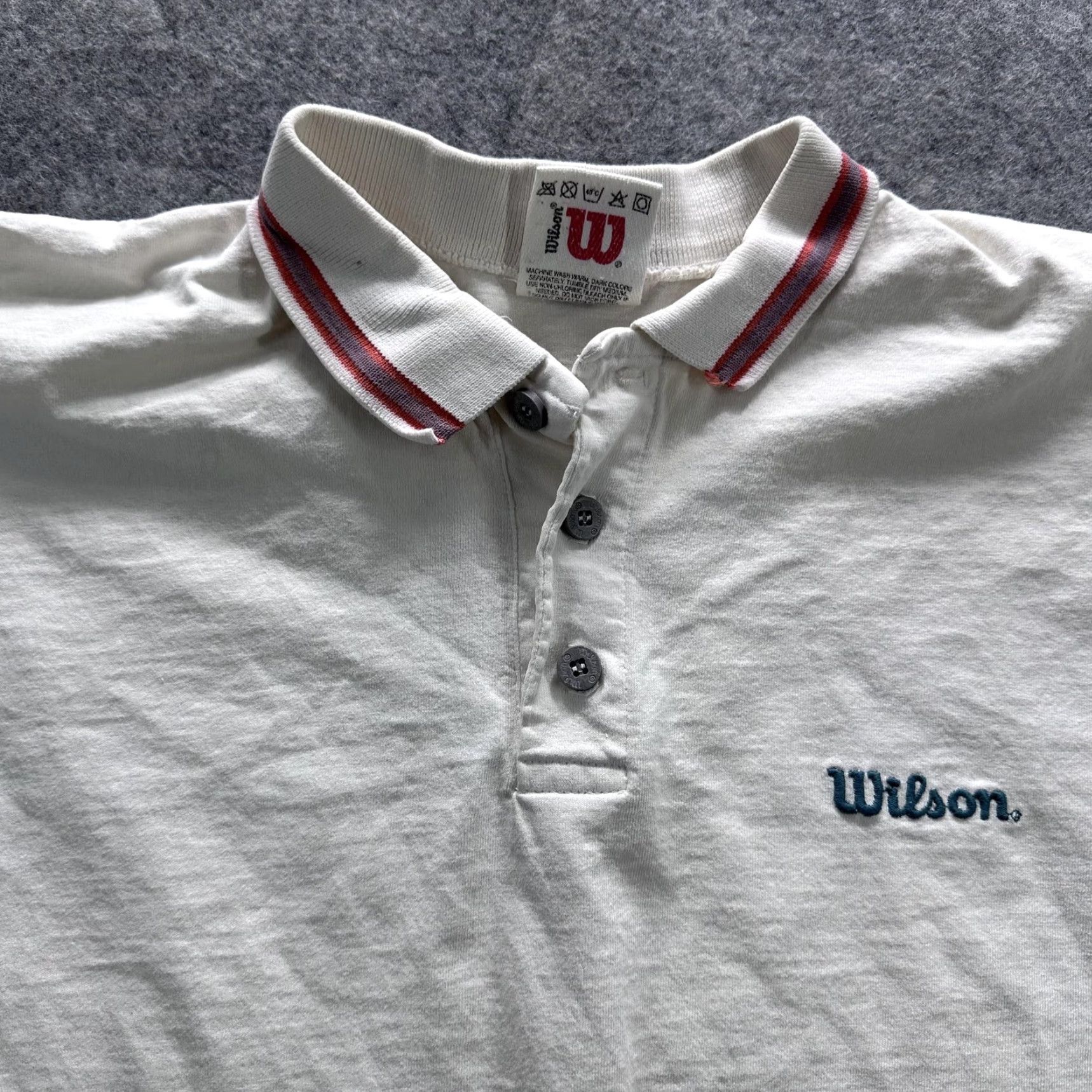 Wilson VINTAGE Wilson Polo Shirt Mens 2XL White Embroidered Logo 90s Tennis Golf Casual Short Sleeve Shirt Mens Size US XXL / EU 58 / 5 - 2 Thumbnail