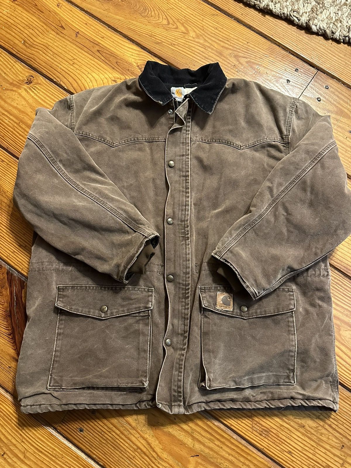 image of Carhartt x Made In USA Vintage 1993-1998 Cedar Brown Chore Jacket, Men's (Size XL)